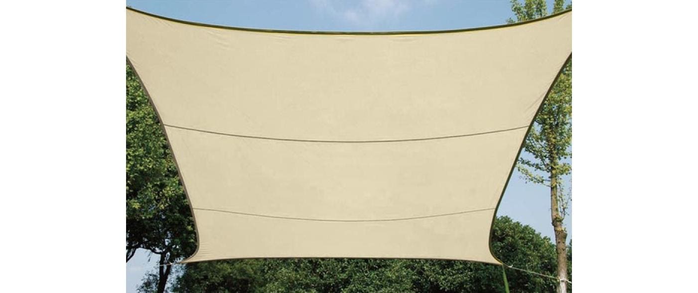 Perel Sonnensegel - Quadrat, 5x5 m, Farbe: champager, Wasser abstossend,