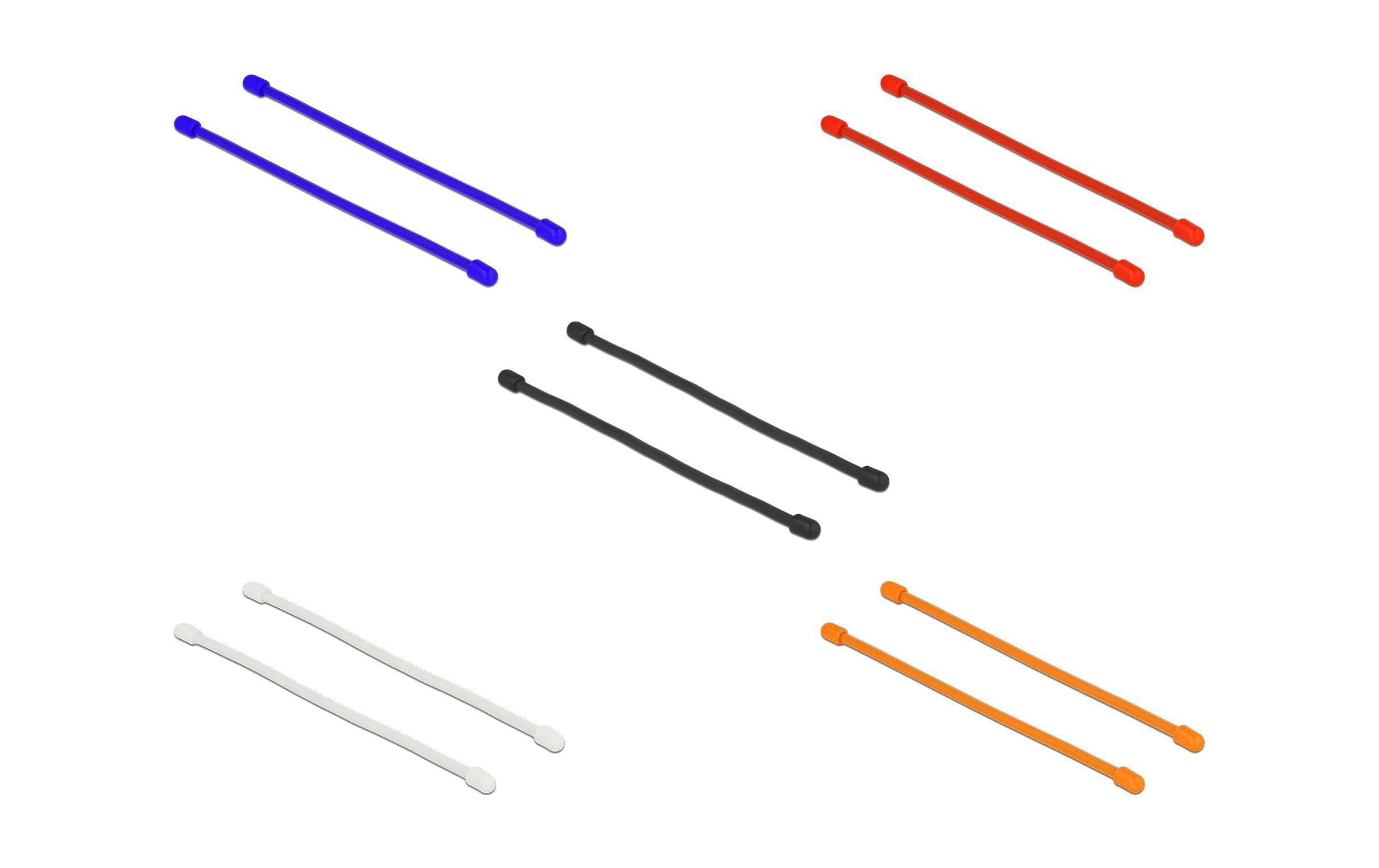 Delock Silikonkabelbinder 150x4mm 10 Stk. 5 Farben, biegsam, wiederverwendbar