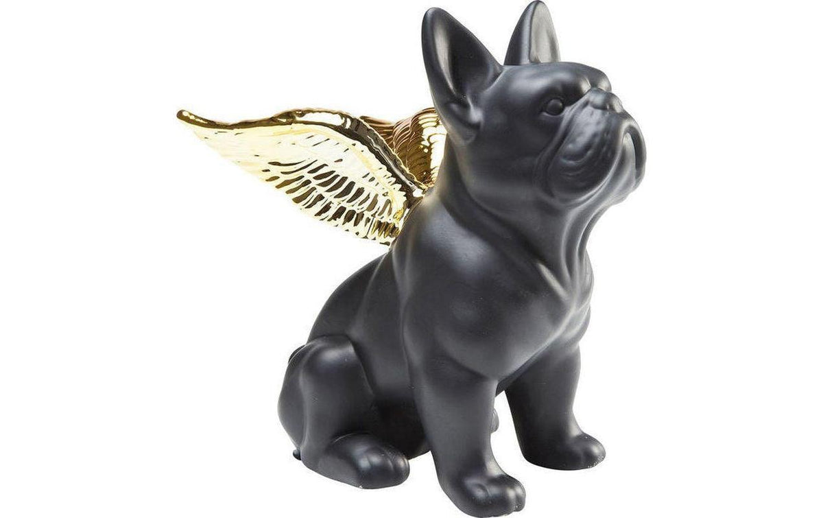 Kare Figur Sitting Angel Dog Gold-Schwarz, H x B x T: 22 x 12 x 21 cm
