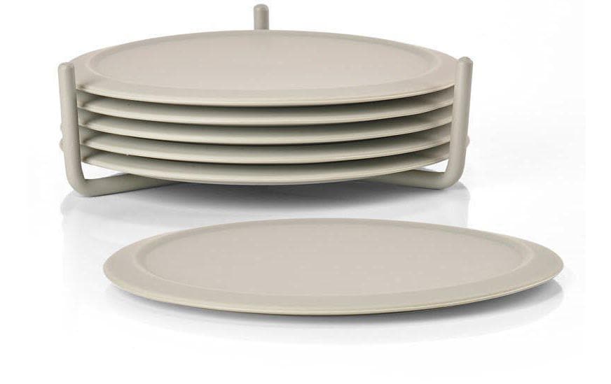 Zone Glasuntersetzer 6er Set Mud Grösse 10x3.1cm, Metall/Silikon