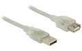 Delock USB2 Verlängerungskabel A-A, 2m USB-A Verlängerung, transparent