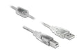 Delock USB2 Kabel A-B, 2m, transparent für USB2.0 Geräte, 480 Mbps