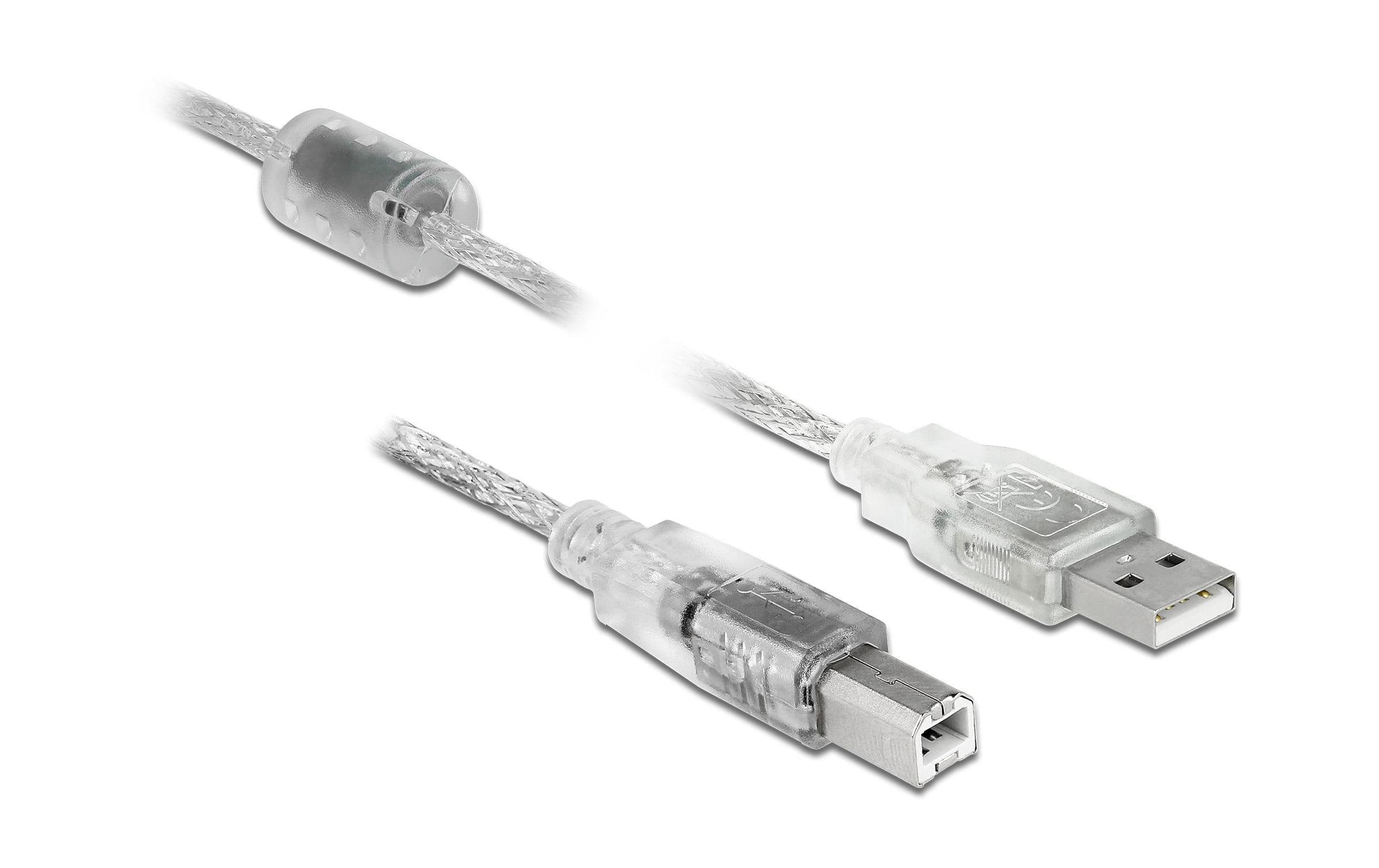 Delock USB2 Kabel A-B, 2m, transparent für USB2.0 Geräte, 480 Mbps