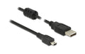 Delock USB2 Kabel A-MiniB, 1m, schwarz für USB2.0 Geräte, 480 Mbps