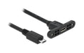 Delock USB2 Kabel MicroB: 25cm, zum Einbau Buchse-Stecker, mit Schrauben