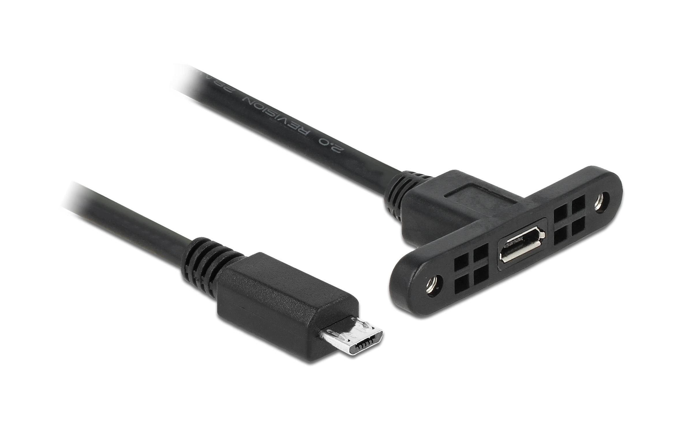 Delock USB2 Kabel MicroB: 25cm, zum Einbau Buchse-Stecker, mit Schrauben