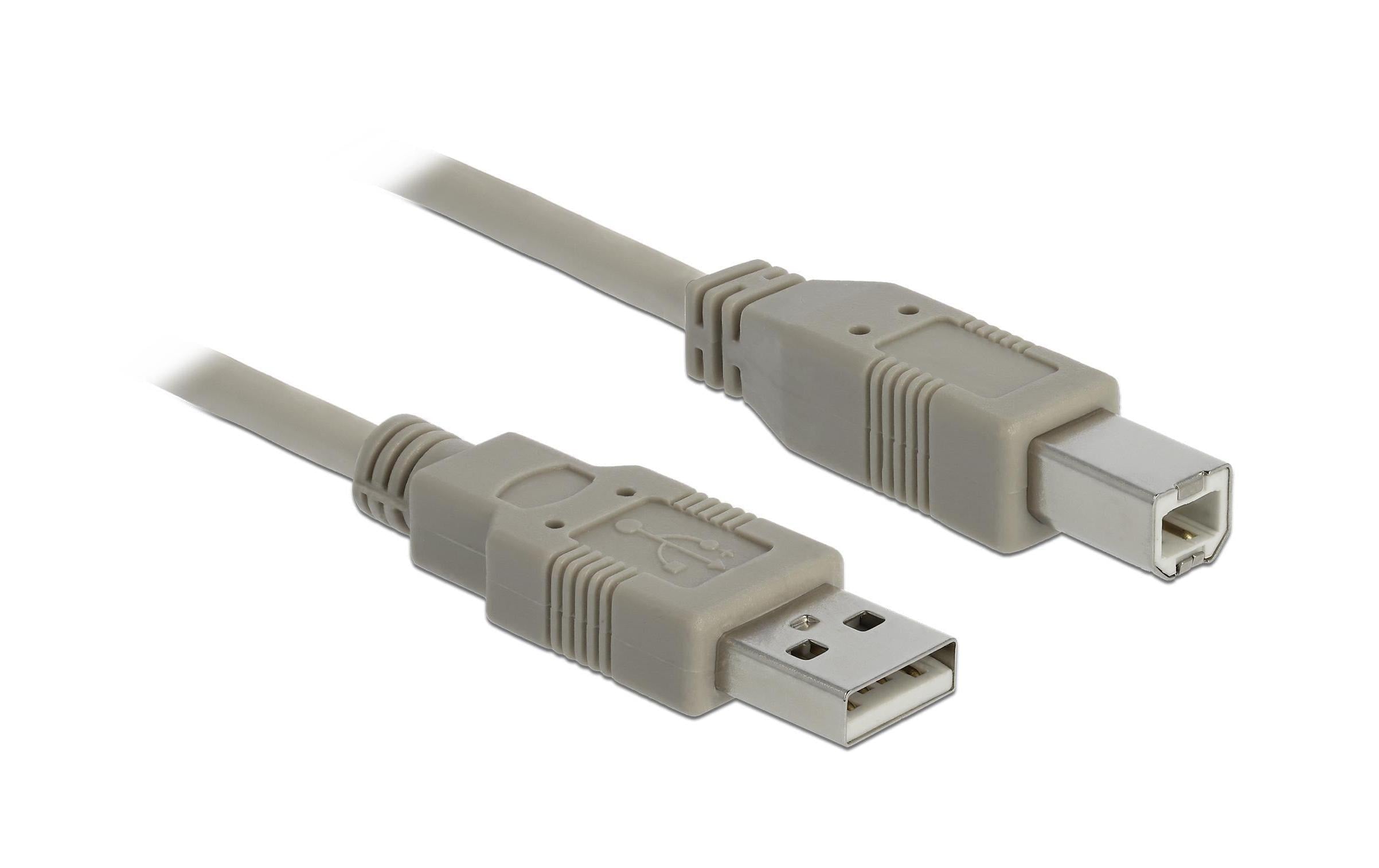 Delock USB2.0-Kabel A-B: 3m 480Mbps, grau