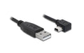 Delock USB2 Kabel A-MiniB gewinkelt, 3m schwarz, USB MiniB 90° gewinkelt links