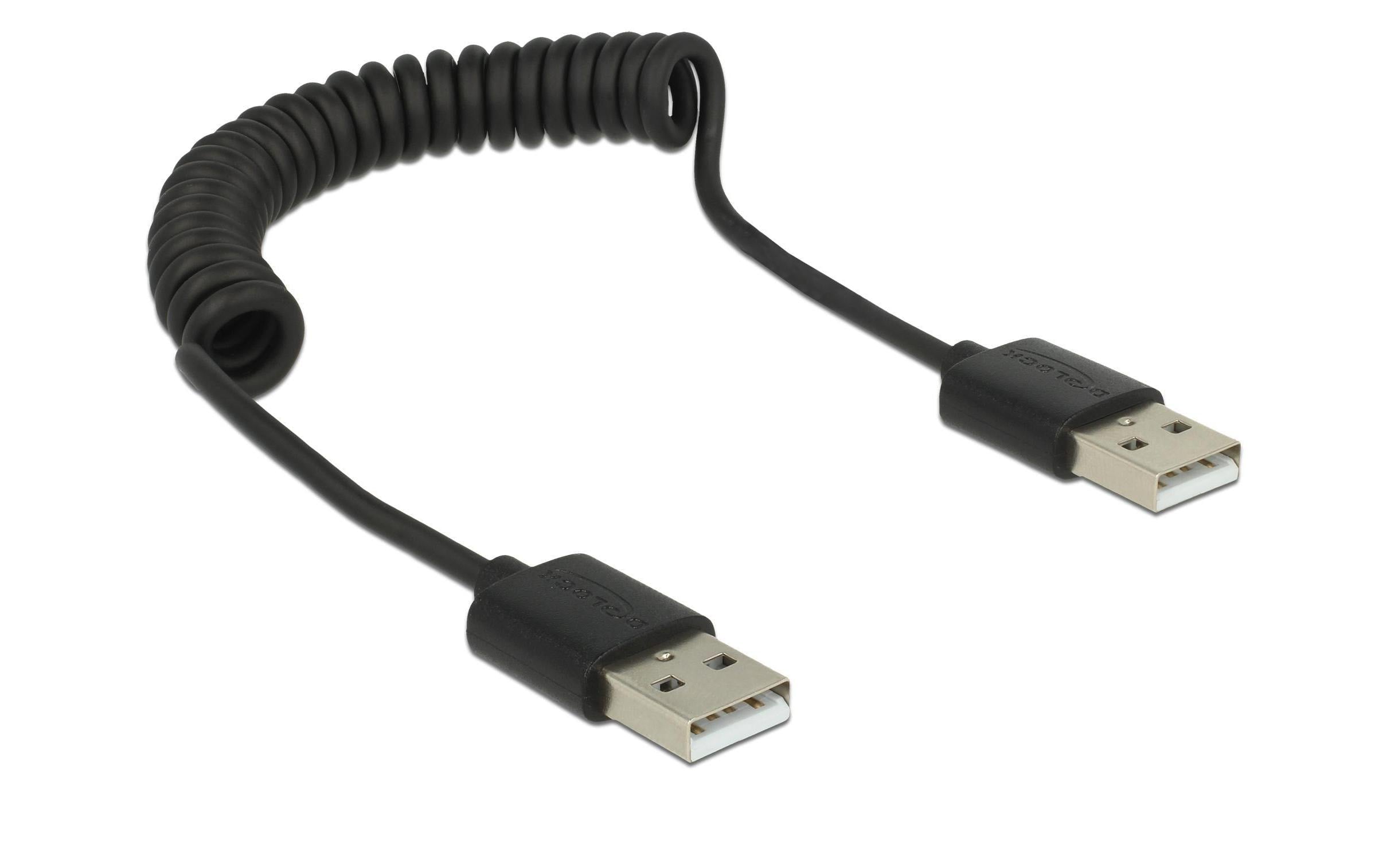 Delock USB2 Spiralkabel A-A, 20-60cm Spiralkabel, schwarz
