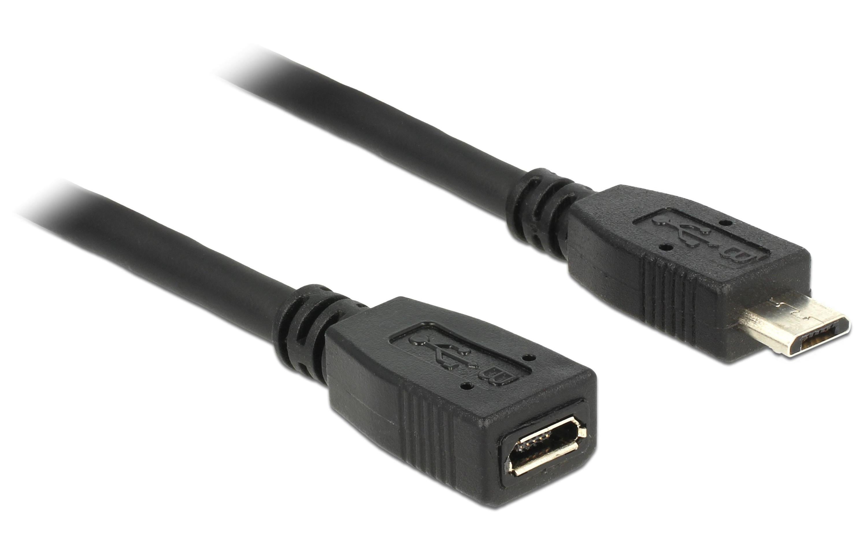 Delock USB2 Verlängererungskabel Micro-B,1m Micro-B Verlängerung, schwarz