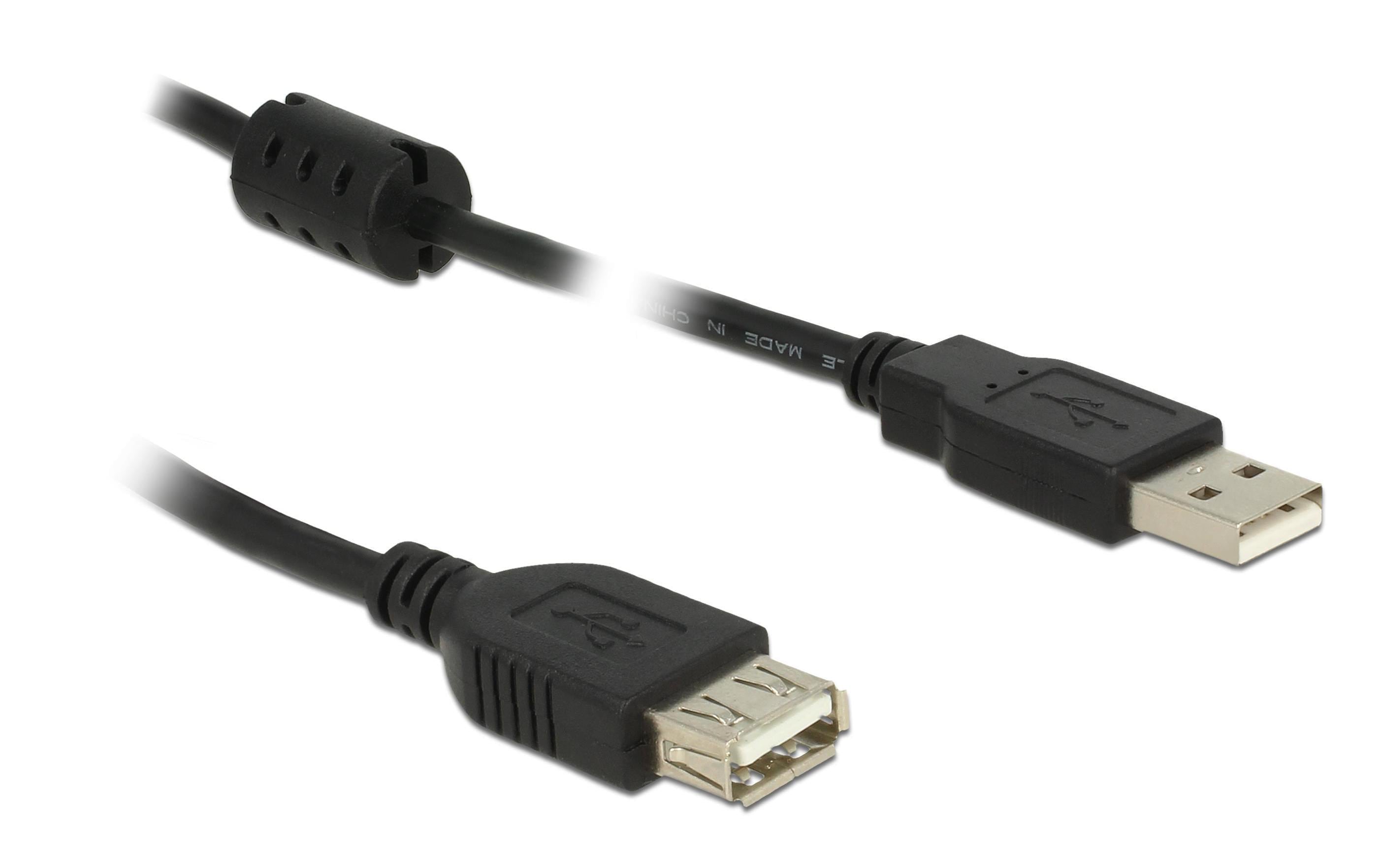 Delock USB2 Verlängerungskabel A-A, 0.5m USB-A Verlängerung, schwarz