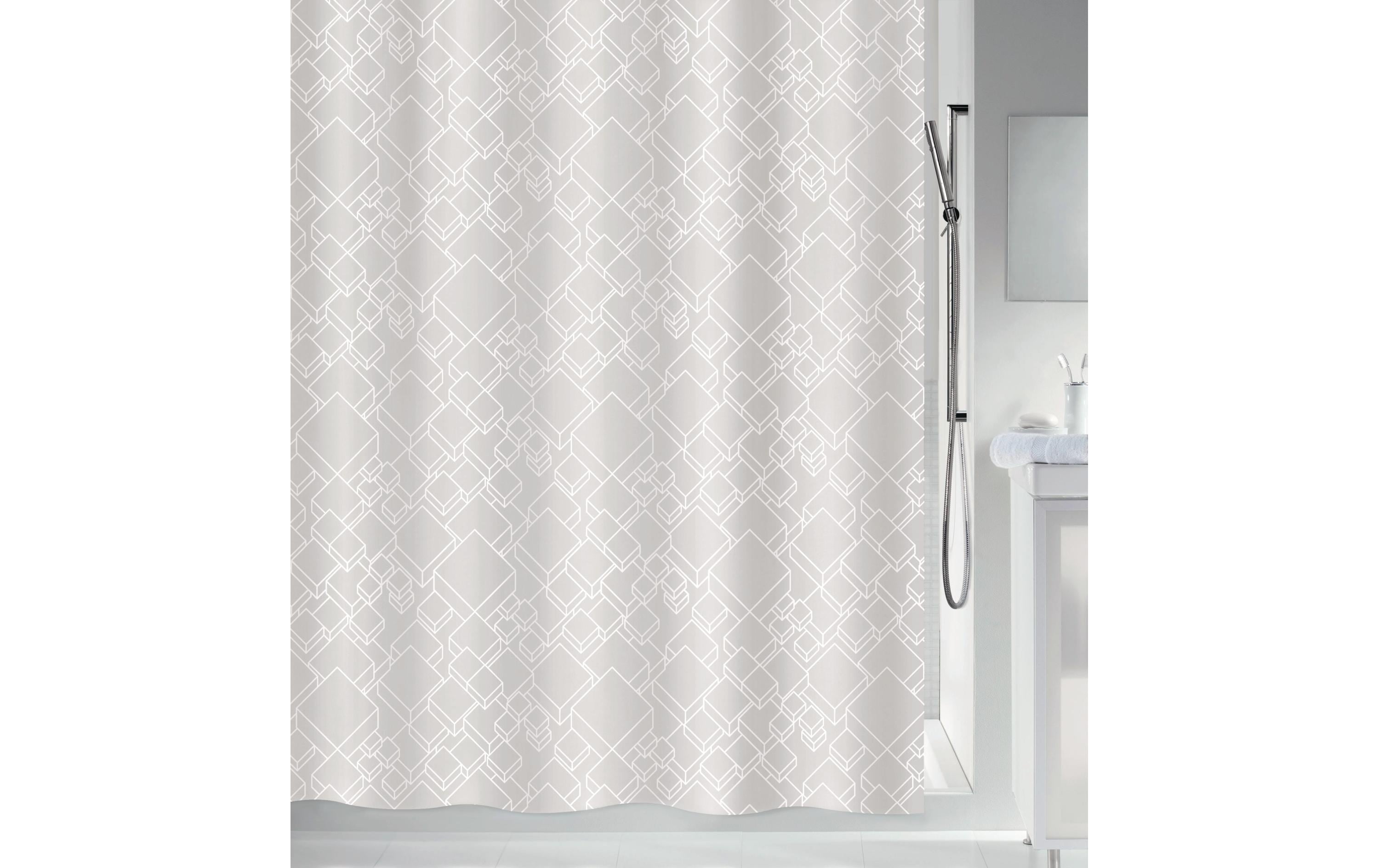 spirella PEER Duschvorhang, Weiss Polyester, 180 x 200 cm, waschbar