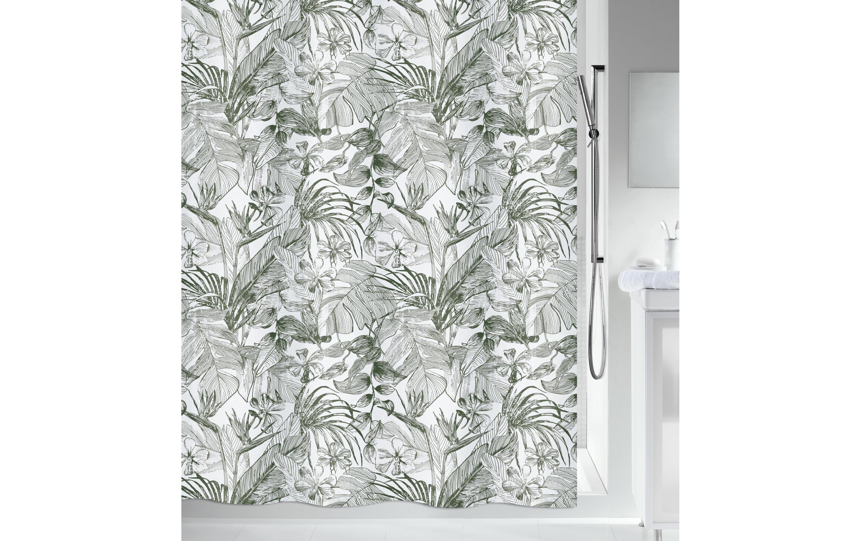 spirella TROPIC Duschvorhang Dunkelgr, Polyester, 180 x 180 cm, waschbar