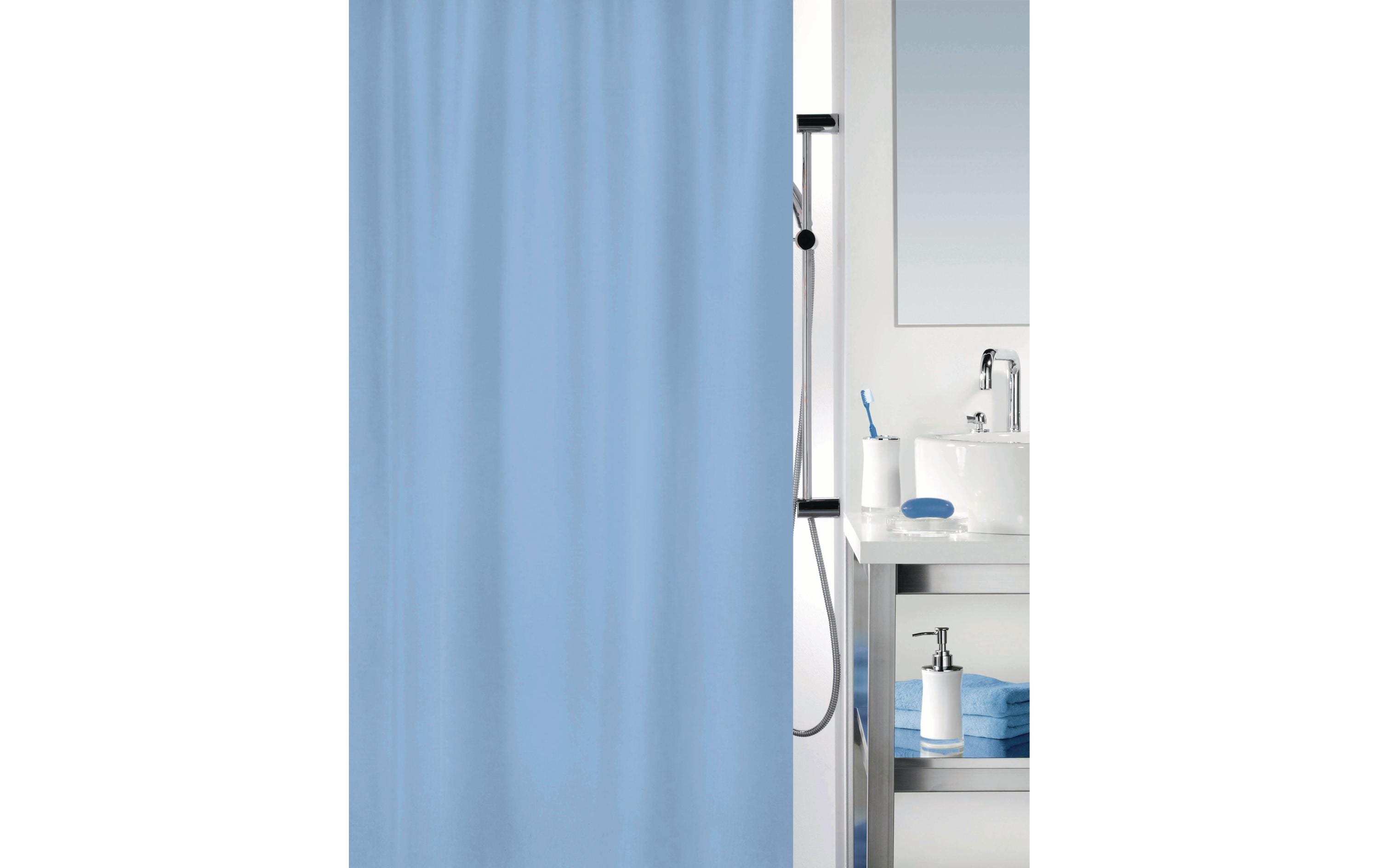 spirella PRIMO Duschvorhang, Hellblau Hellblau, Polyester, 180 x 200 cm, waschbar