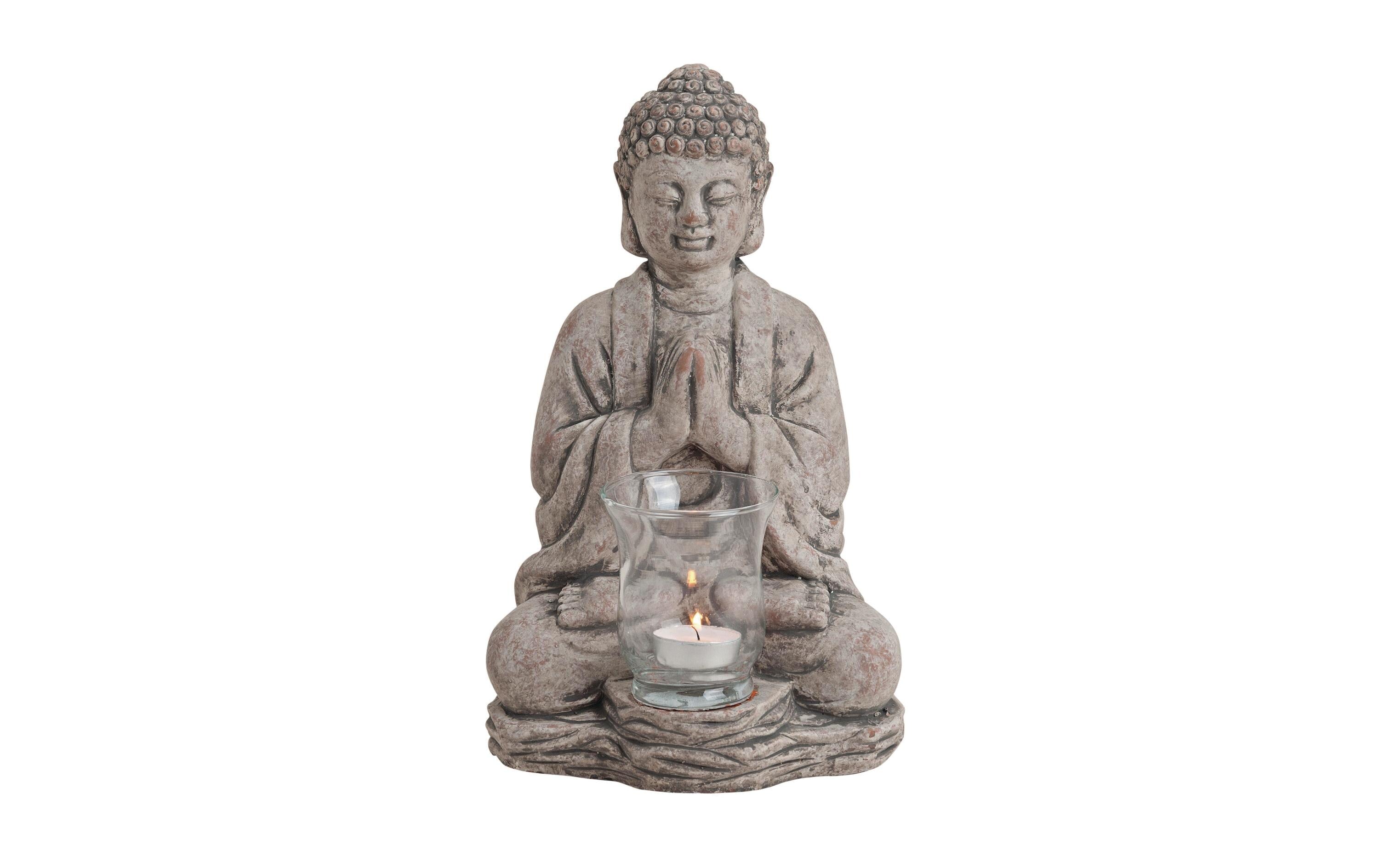 G. Wurm Windlicht Buddha Keramik, 18 x 15 x 30 cm