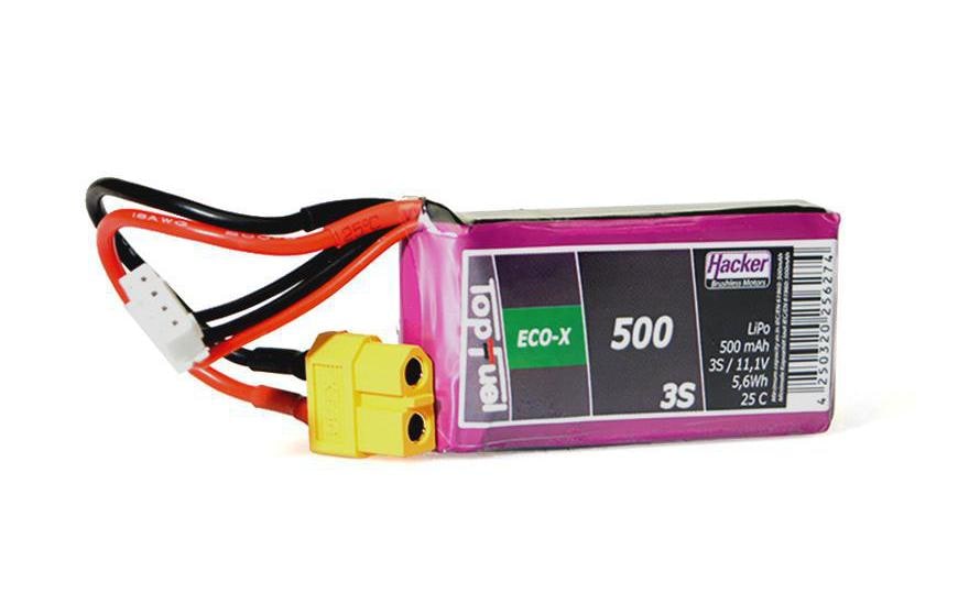 TF ECO-X LiPo-Akku 11.1V 500mAh 3S 25C 58x30x17 mm, 47 g XT60
