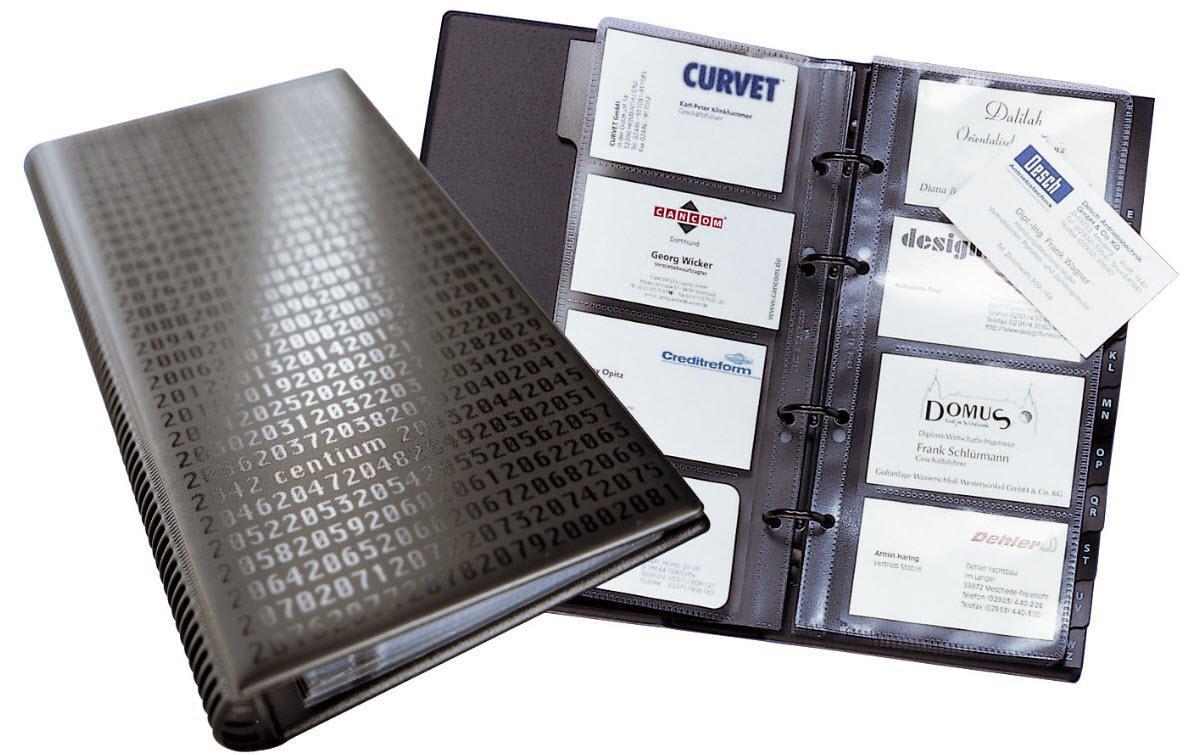 Durable Visitenkartenbuch Visifix Centium 25 Hüllen für 200 Visitenkarten, Register