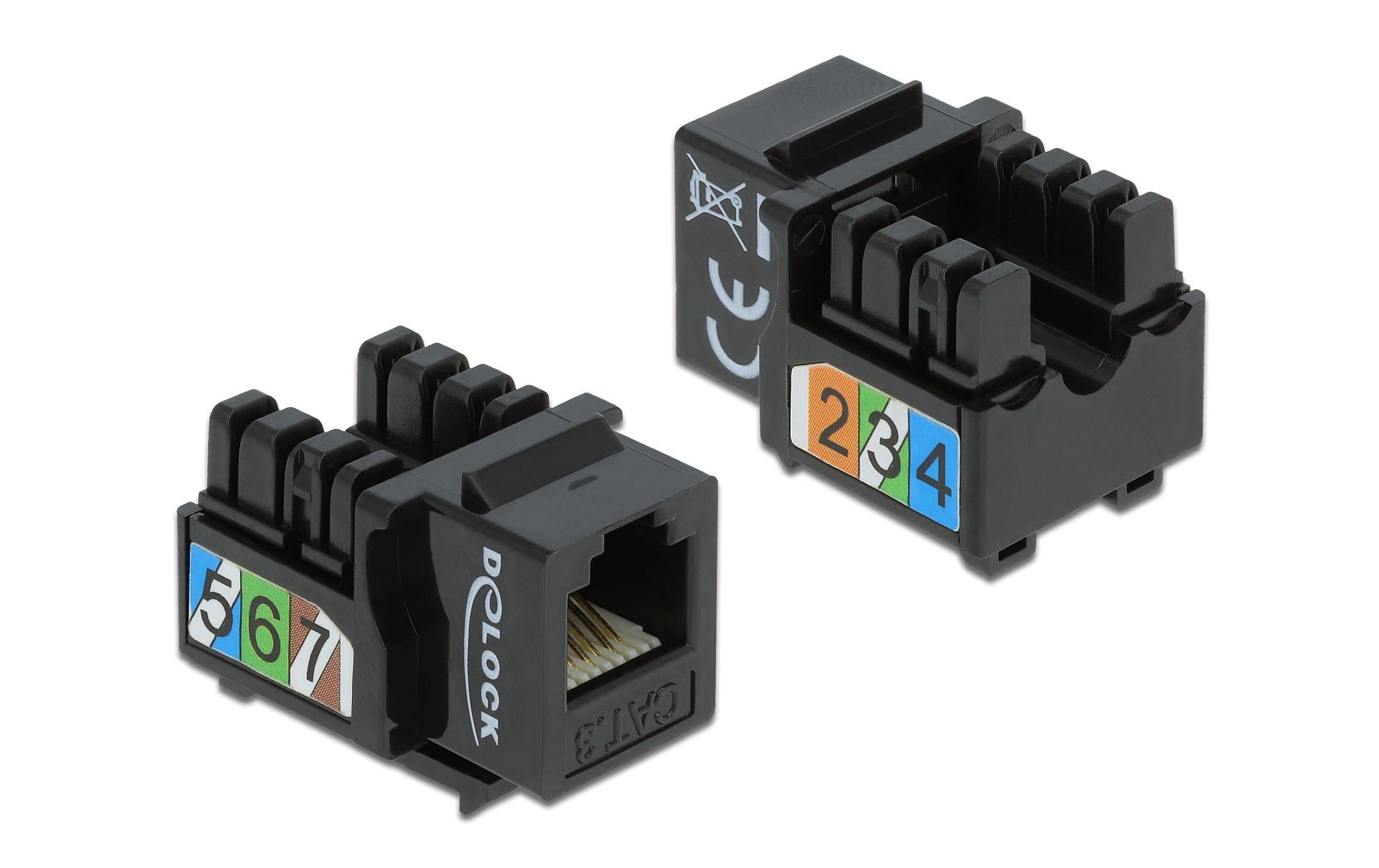 Delock Keystone Modul Cat.3, UTP, schwarz extern: RJ12 Buchse, Intern LSA Leiste