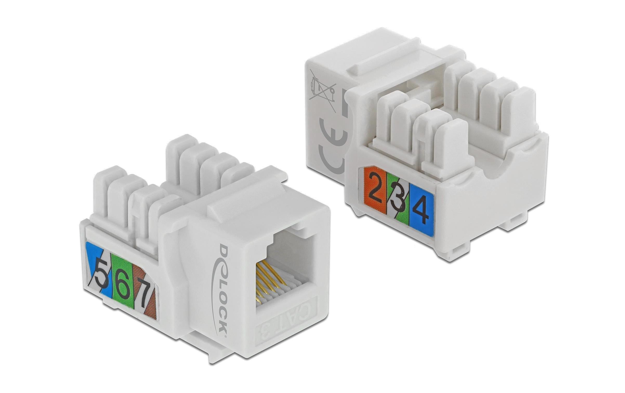 Delock Keystone Modul Cat.3, UTP, weiss extern: RJ45 Buchse, Intern LSA Leiste