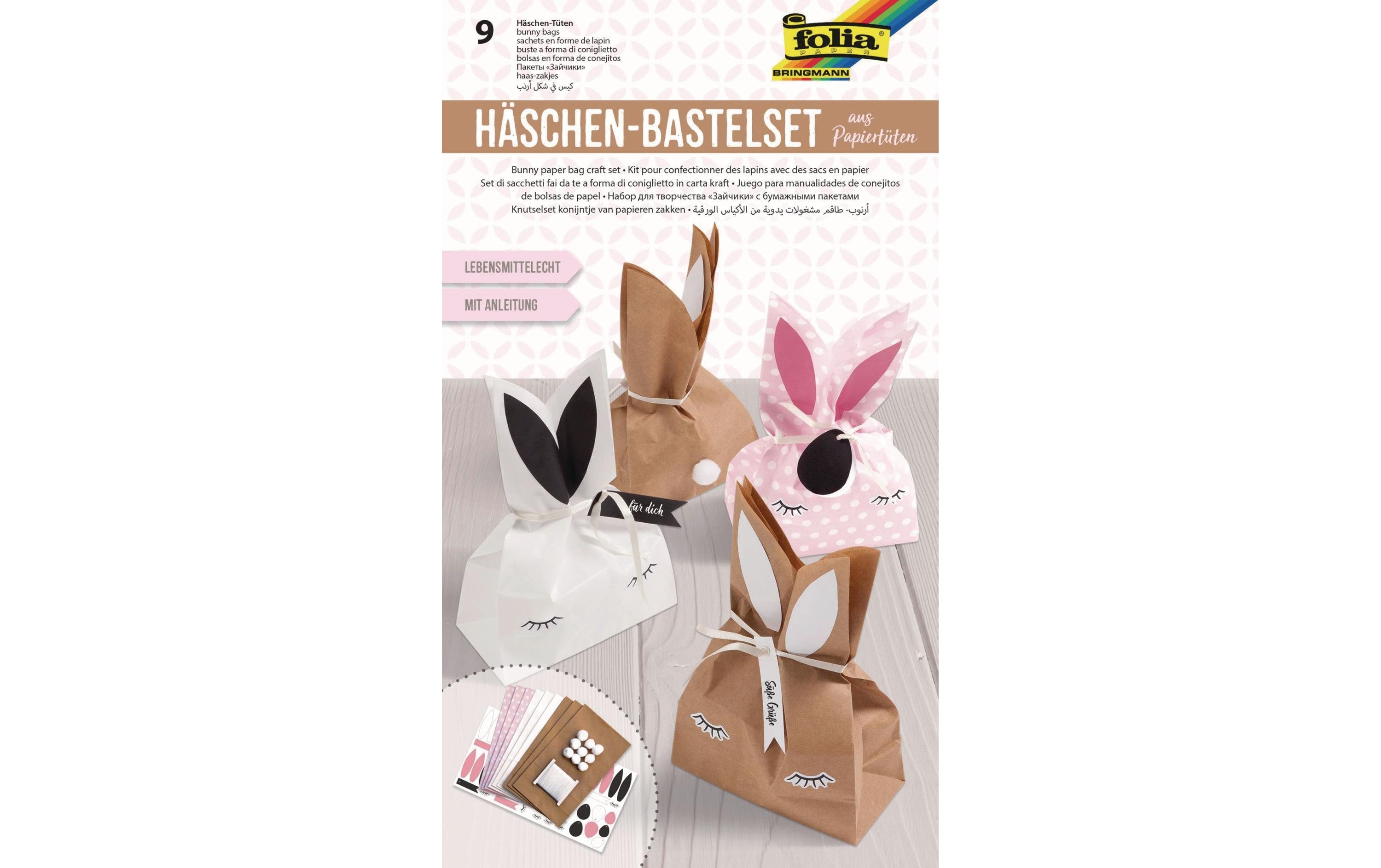 Folia Papiertüten-Set Häschen 9 lebensmittelechte Tüten