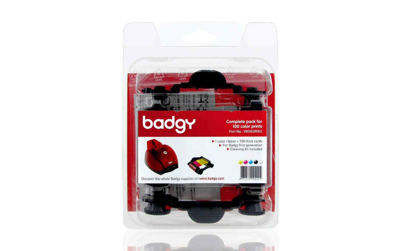 Evolis Komplettes Set für 100 Prints Farbband YMCKO und 100 PVC-Karten (0.76 mm)