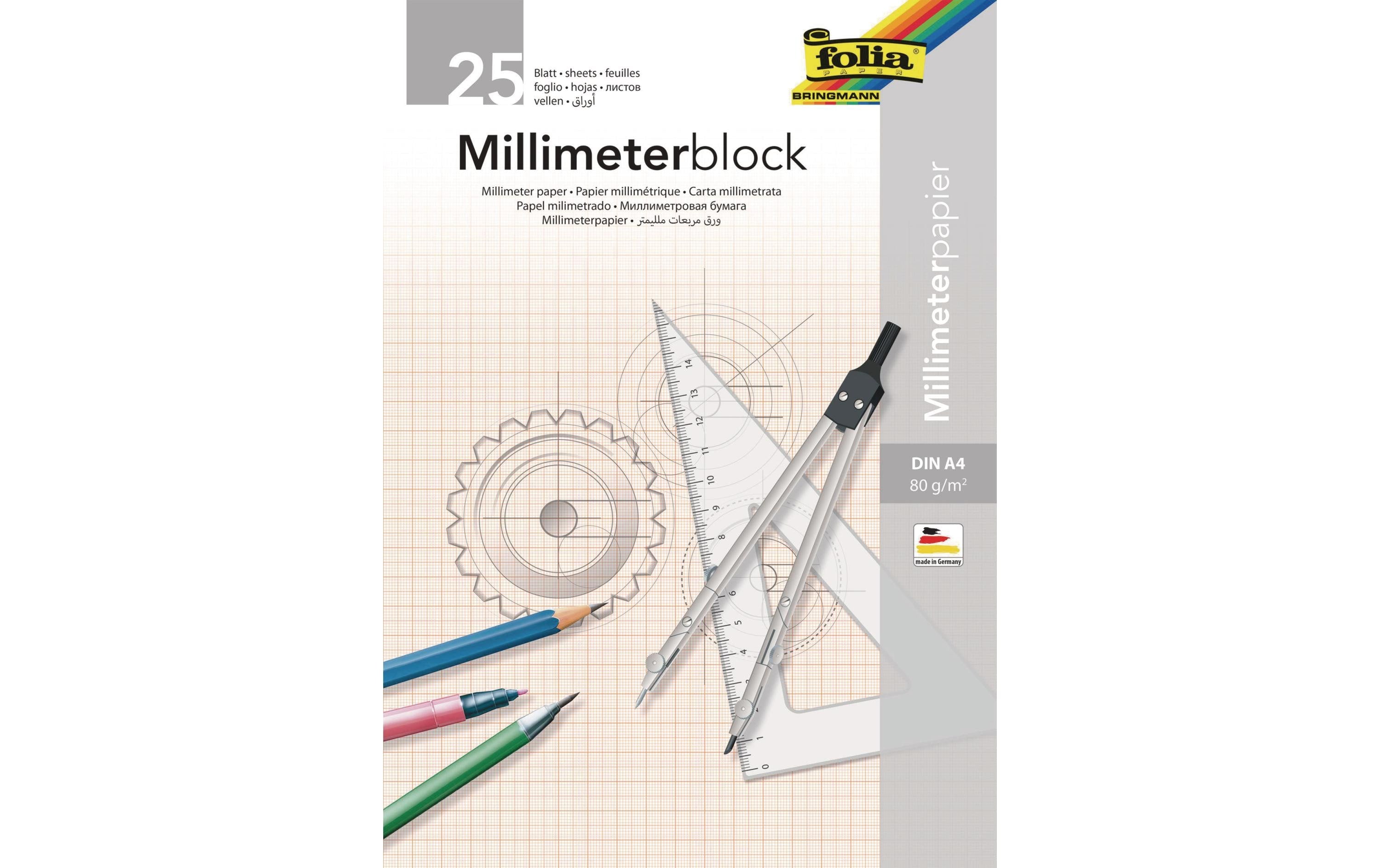 Folia Millimeterblock 80g/m² 25 Blatt, DIN A4