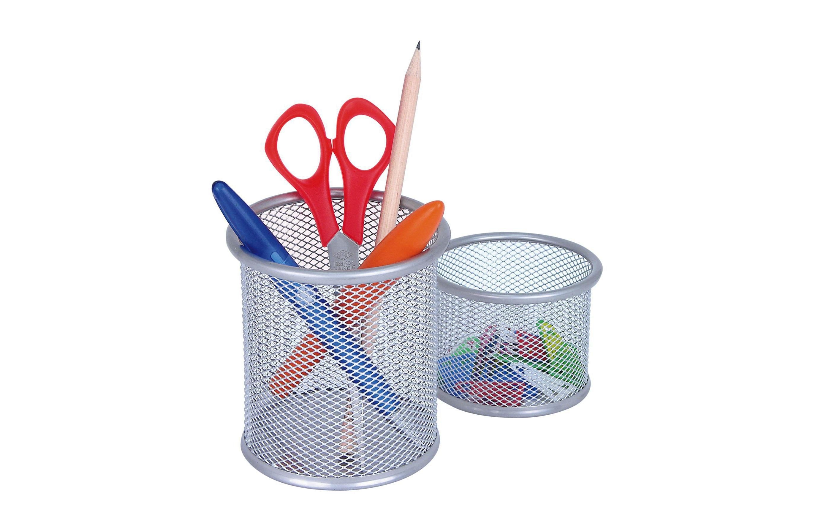 WEDO Stiftehalter Office-Serie Silber im "Gitter"-Look, 2er Set