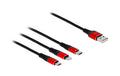 Delock USB2.0-Ladekabel 3 in 1, 1m USB-A zu Lightning, USB Micro-B, USB-C