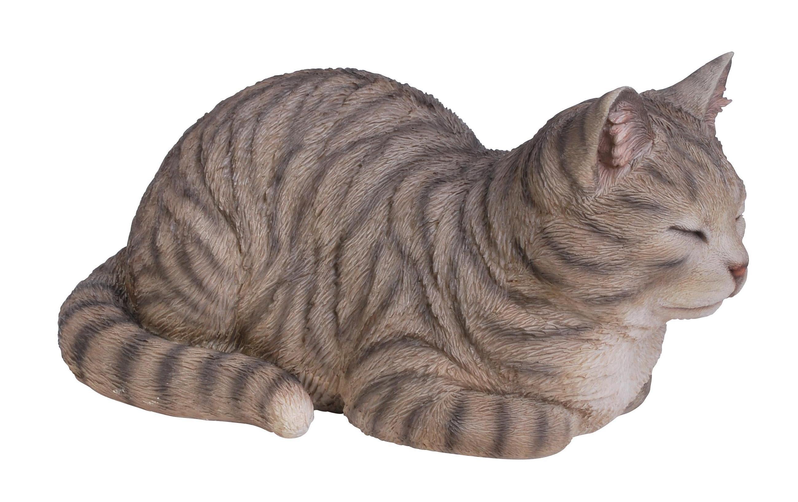 Vivid Arts Träumende Katze, Polyresin Grau, 34.5 x 19.3 x 17 cm