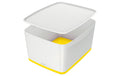 Leitz MyBox Gross mit Deckel weiss/gelb, Aufbewahrungsbox , 18 Liter