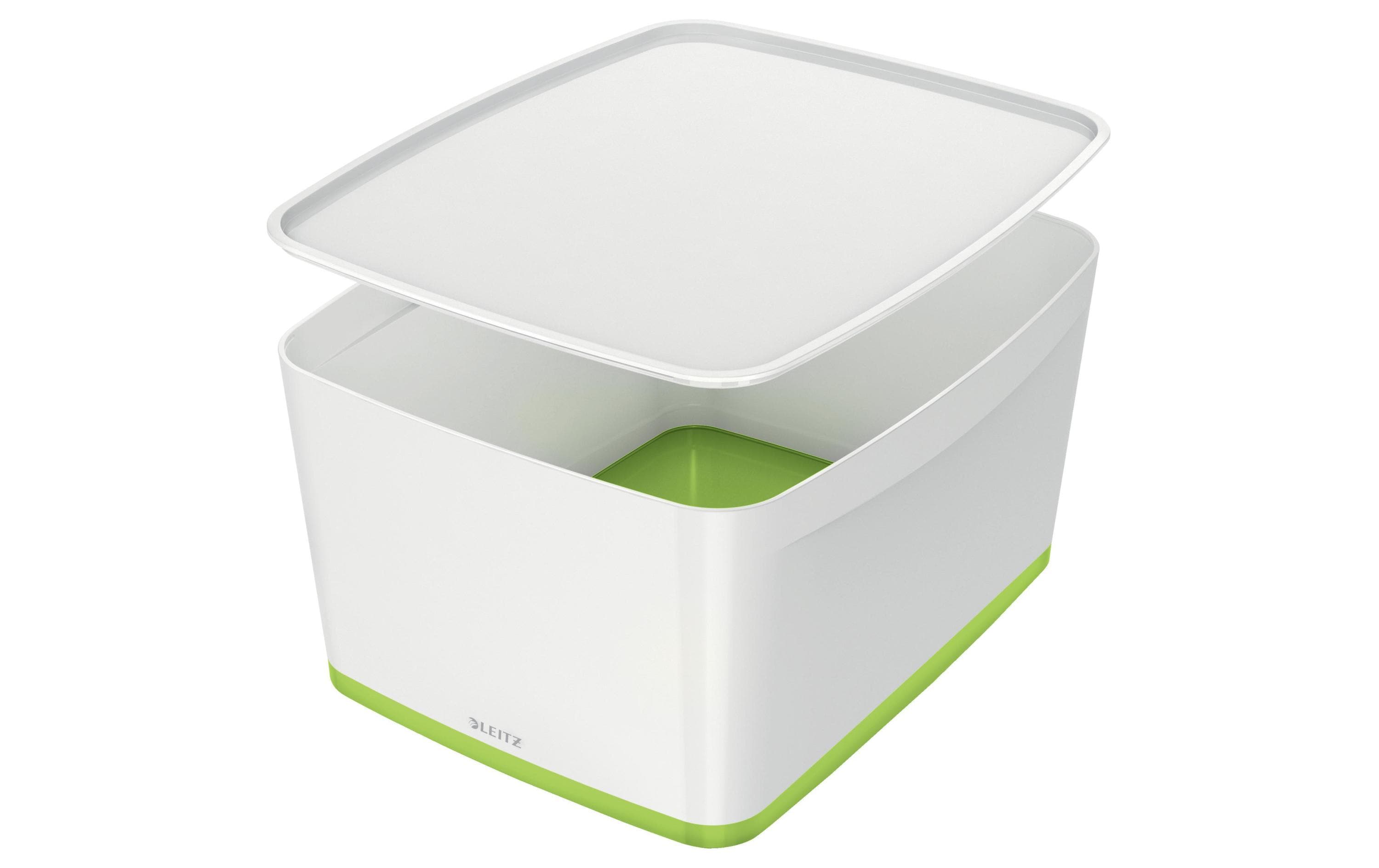 Leitz MyBox Gross mit Deckel weiss/grün, Aufbewahrungsbox , 18 Liter