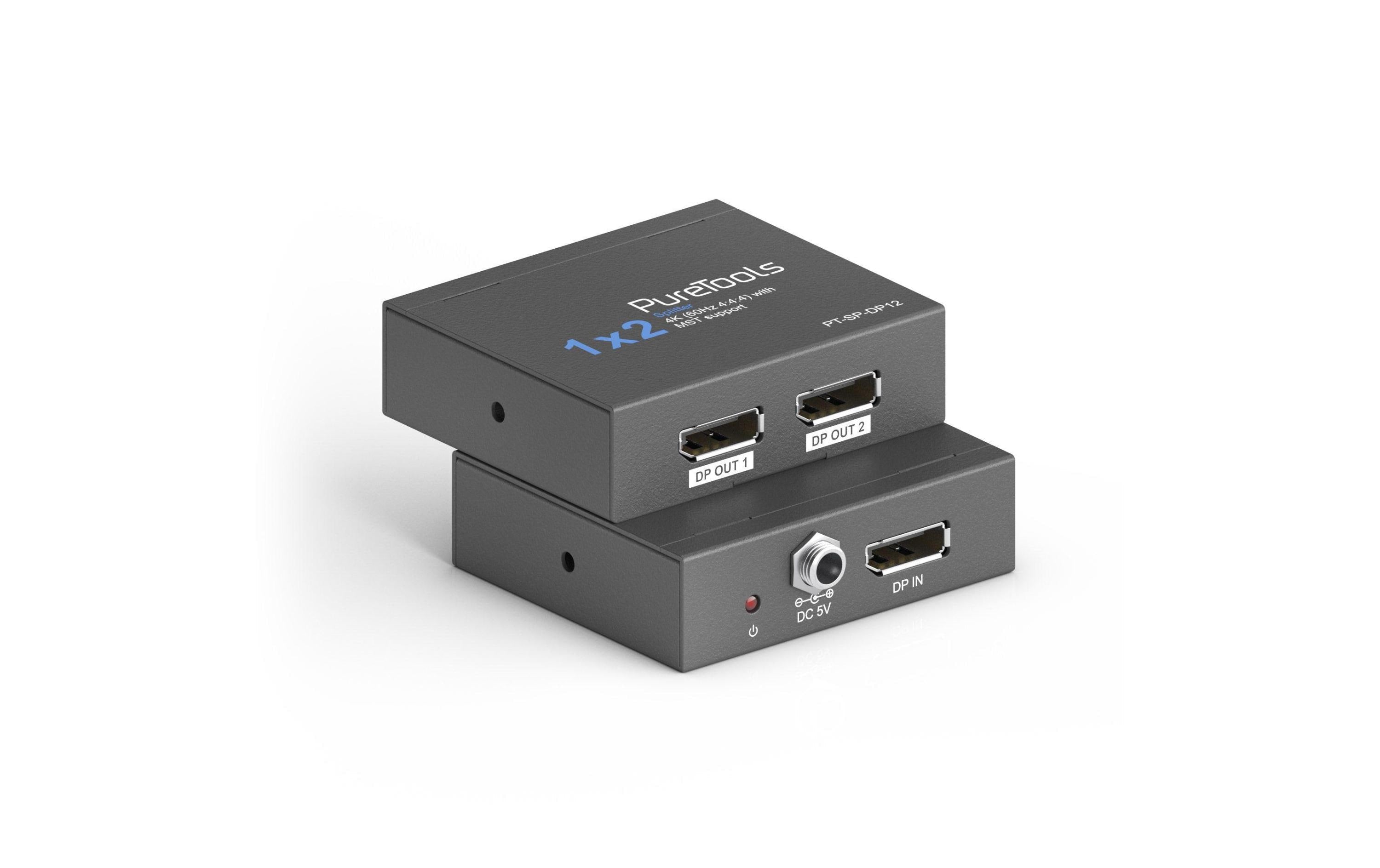 PureTools PT-SP-DP12 Splitter Displayport 1x2, MST, 4K