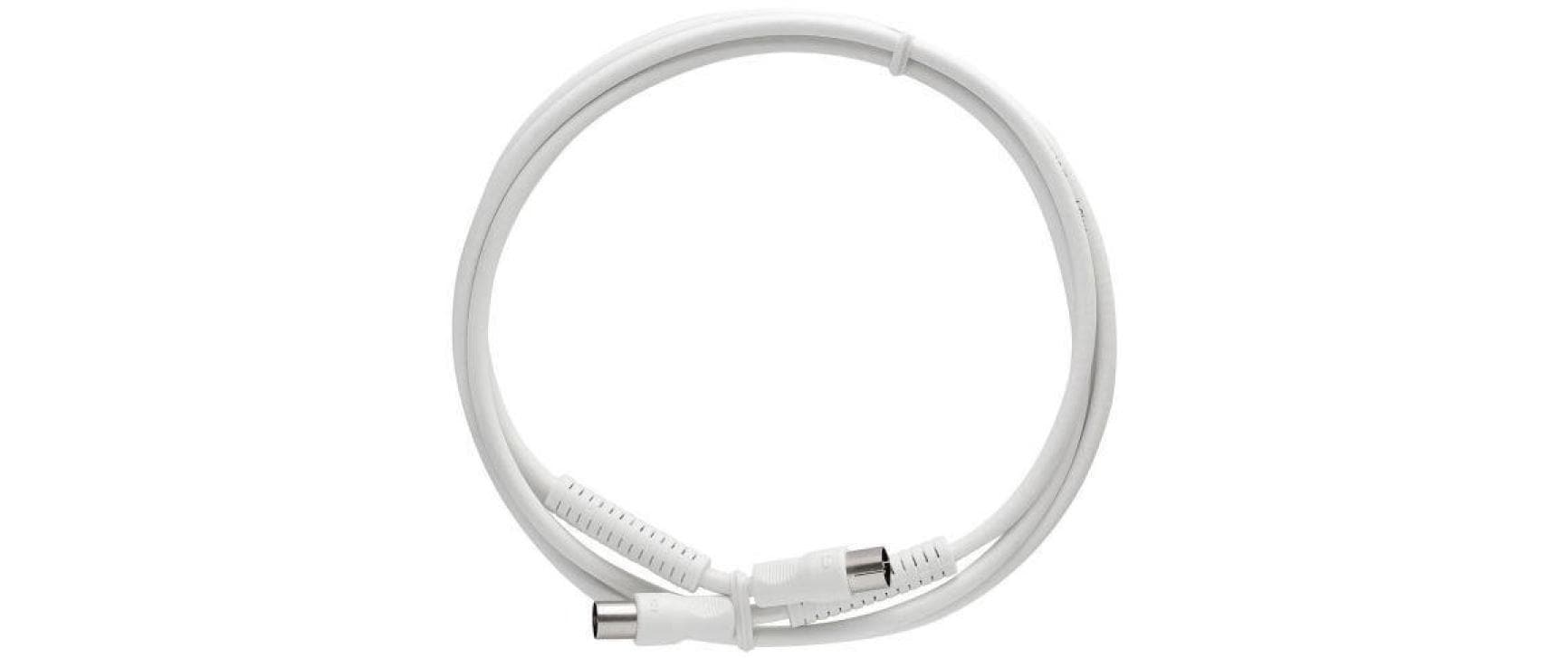 Antennenkabel, 3.75m, hochgeschirmt Antennenstecker gerade, 75 Ohm, weiss