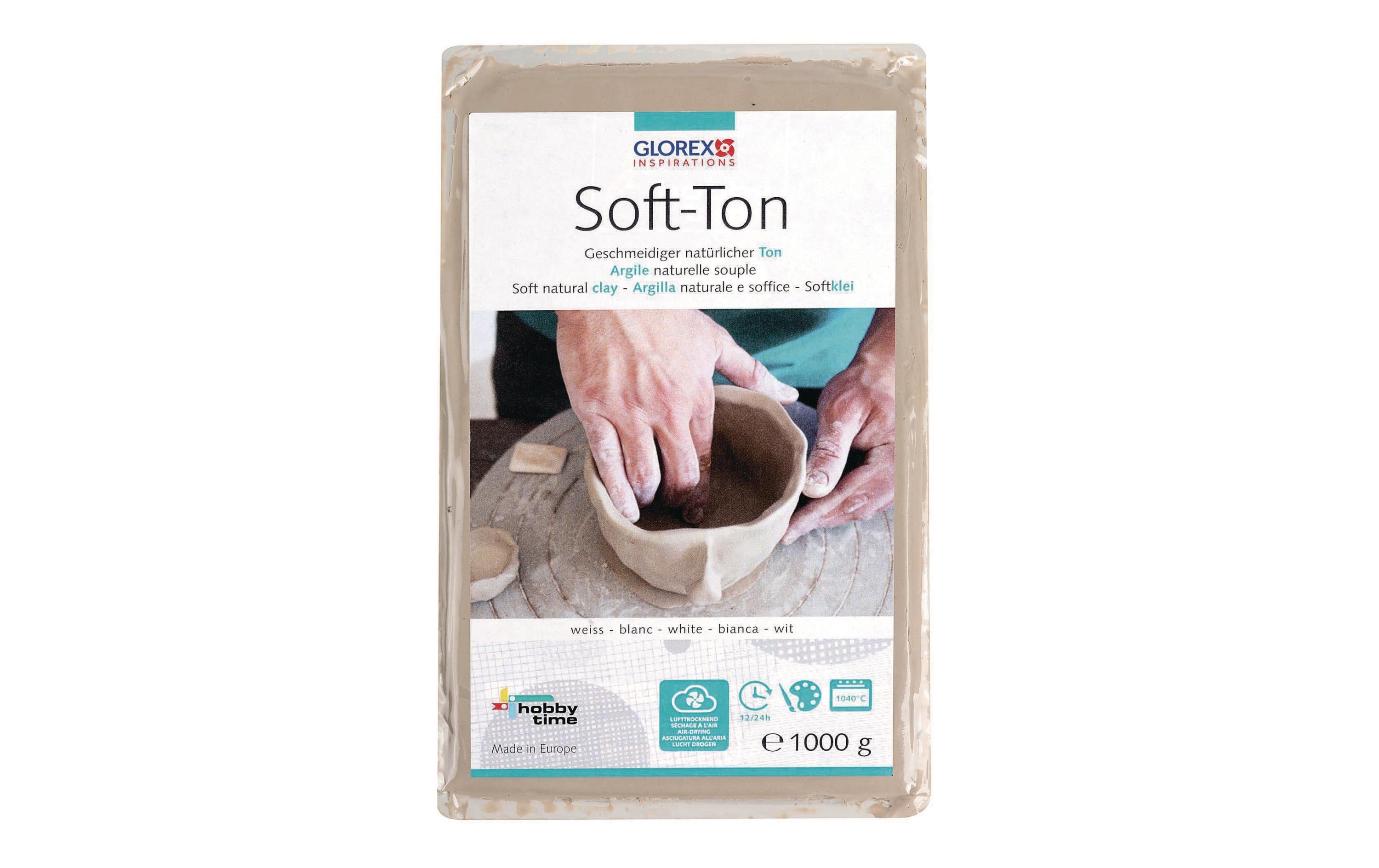 Glorex Modelliermasse Soft-Ton 1000g, weiss, weicher Ton