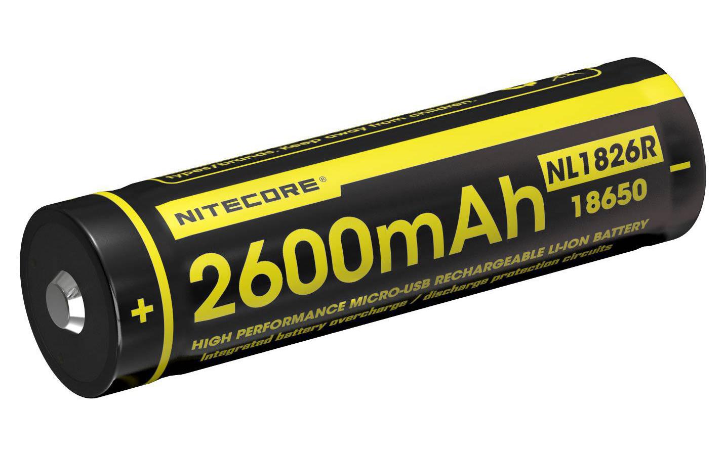 NiteCore 18650 USB Akku 2600mAh NL1826r Batterie/Akku