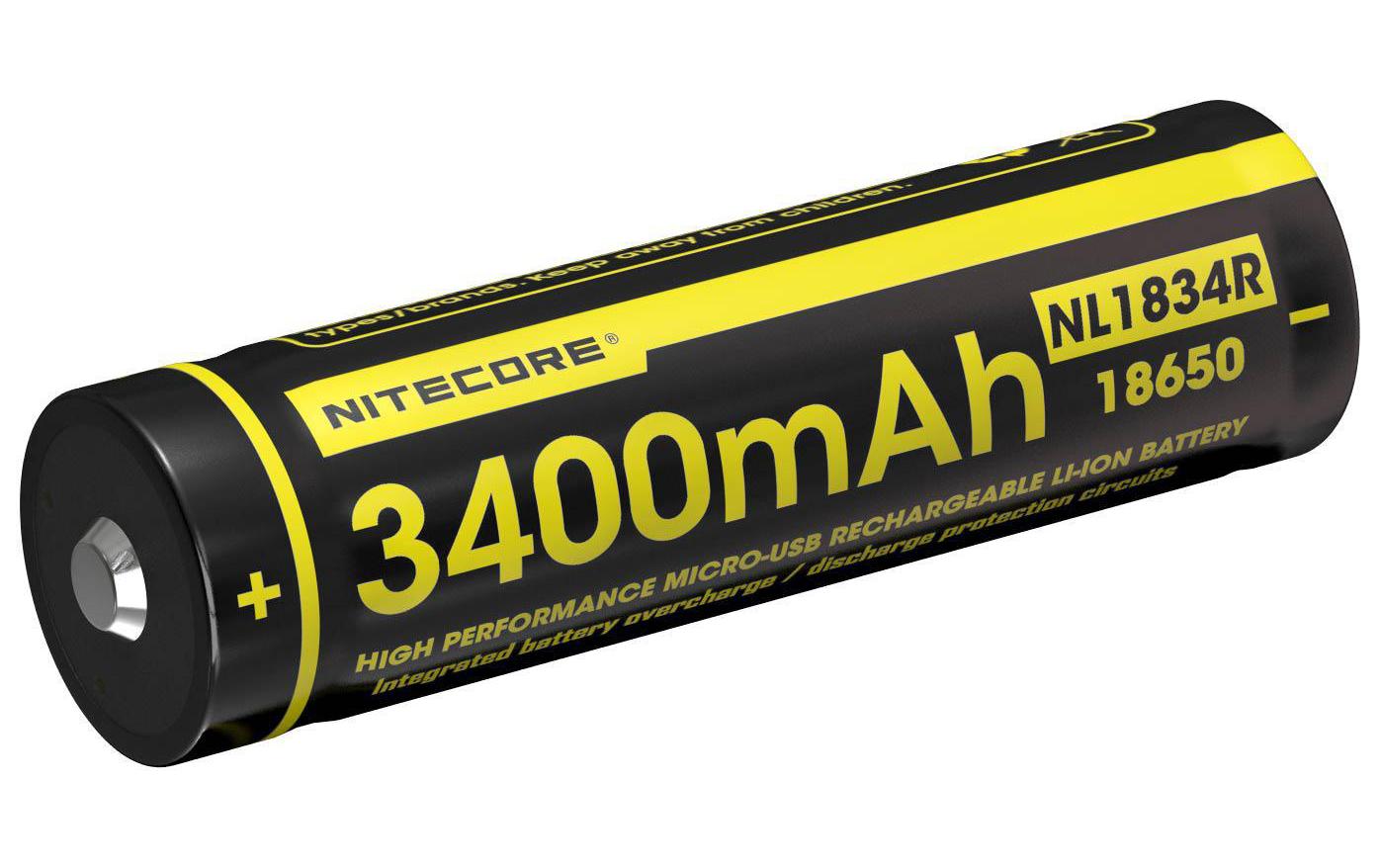 NiteCore 18650 USB Akku 3400mAh NL1834r Batterie/Akku