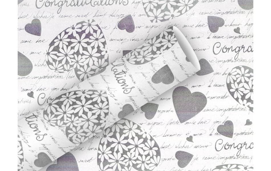 B+C Geschenkpapier Elegant Heart Grösse: 70cm x 2m Gramm: 80g/m2