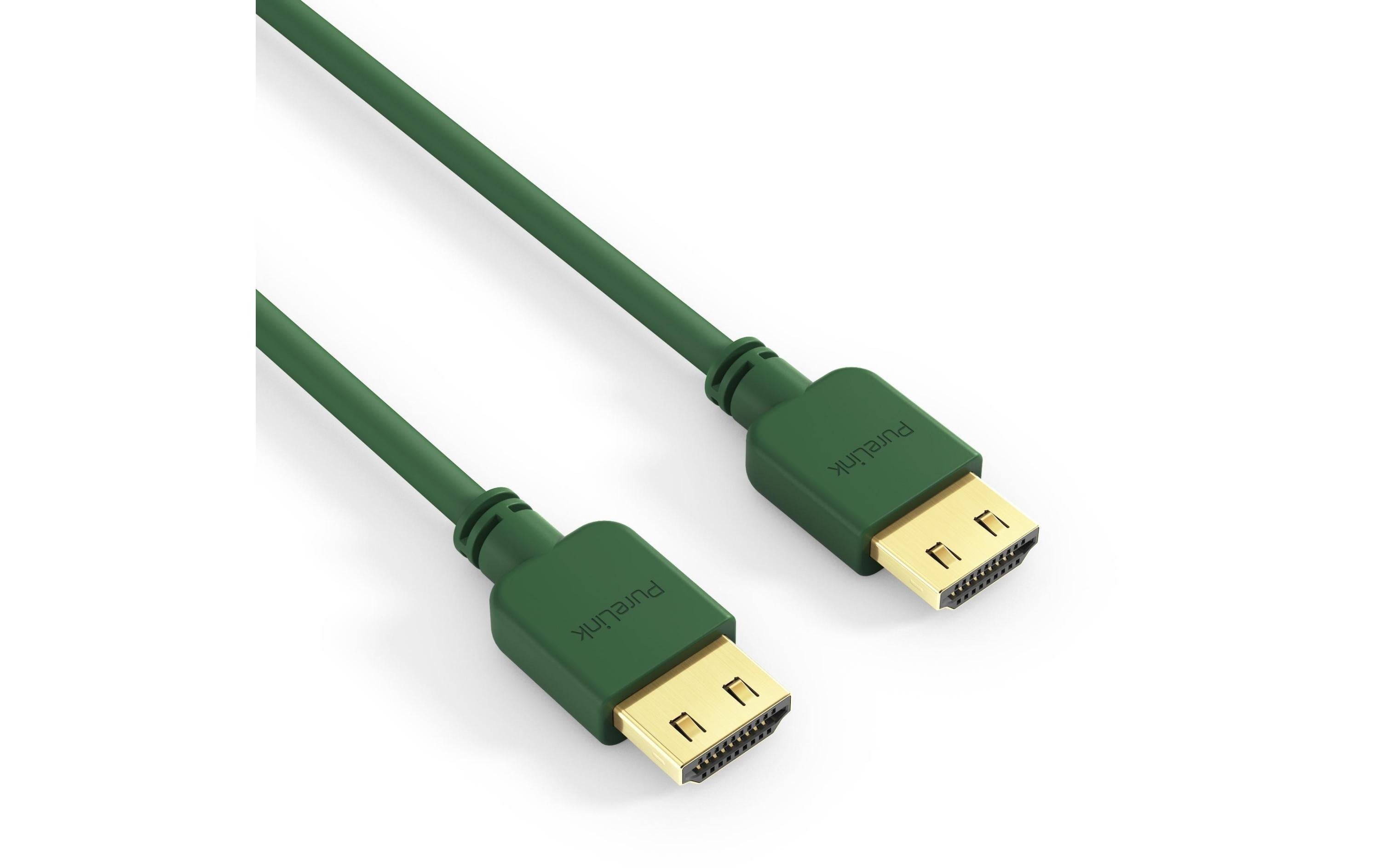PureInstall, HDMI Kabel, 2.00m grün Dünnes, High-Speed mit Ethernet HDMI