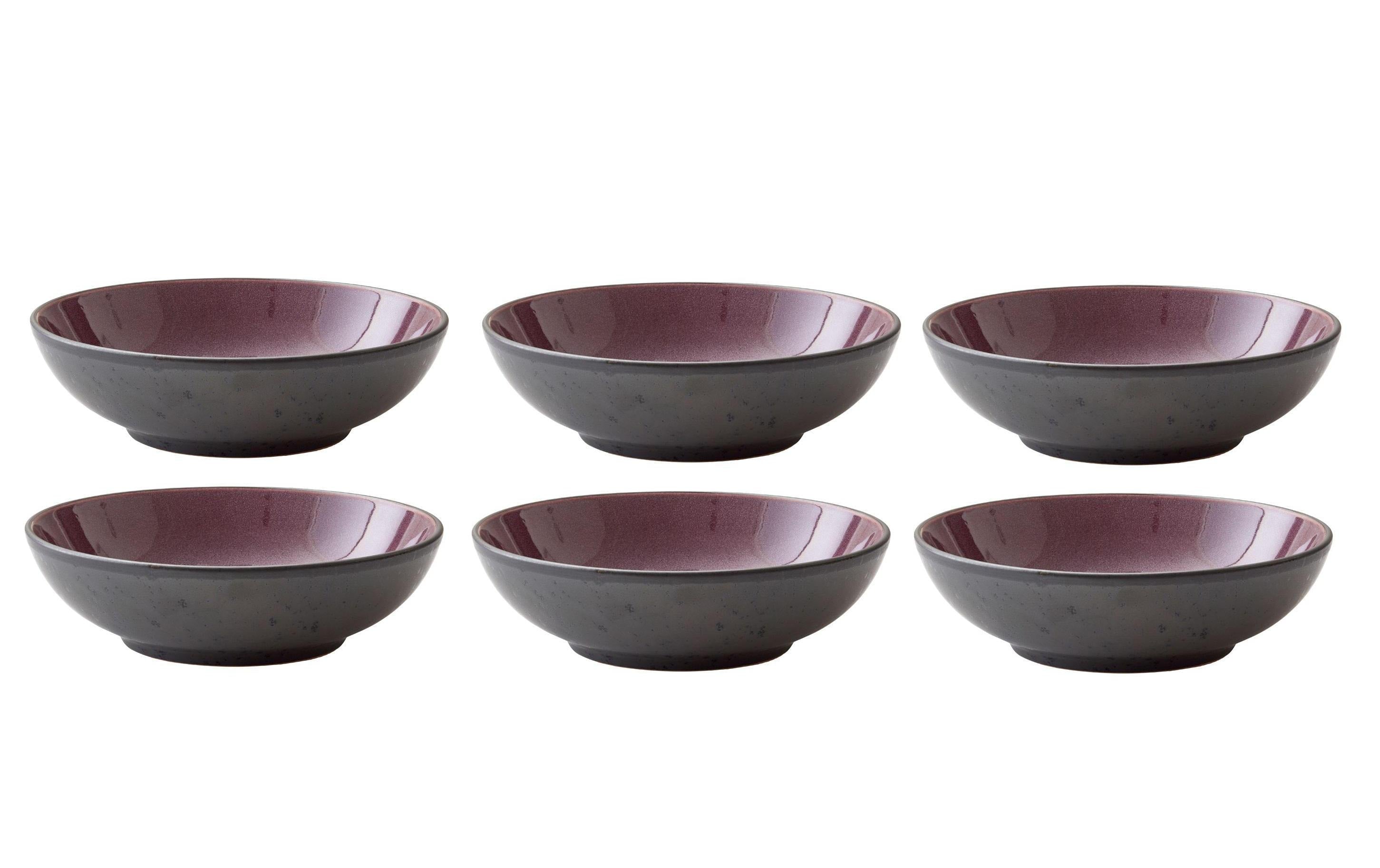 Bitz Pastateller 20cm Schwarz/Lila 6 Stk., D: 20cm H: 6cm, Stoneware