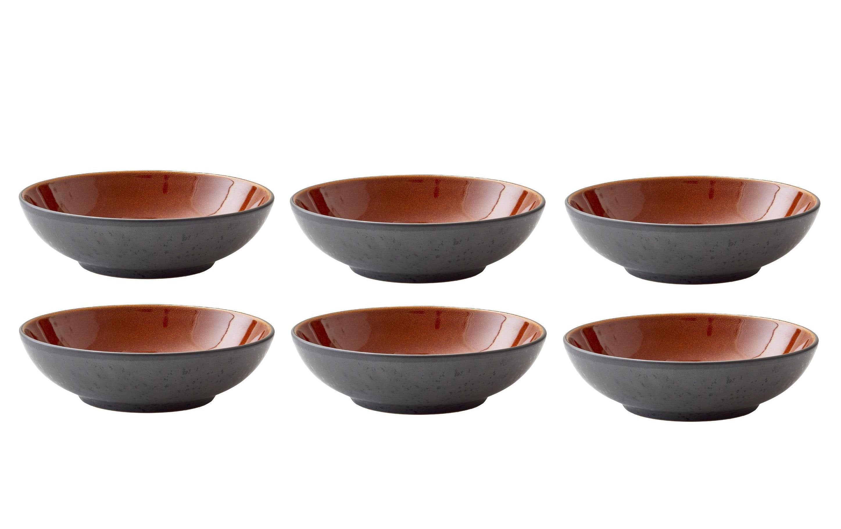 Bitz Pastateller 20cm Schwarz/Amber 6 Stk., D: 20cm H: 6cm, Stoneware