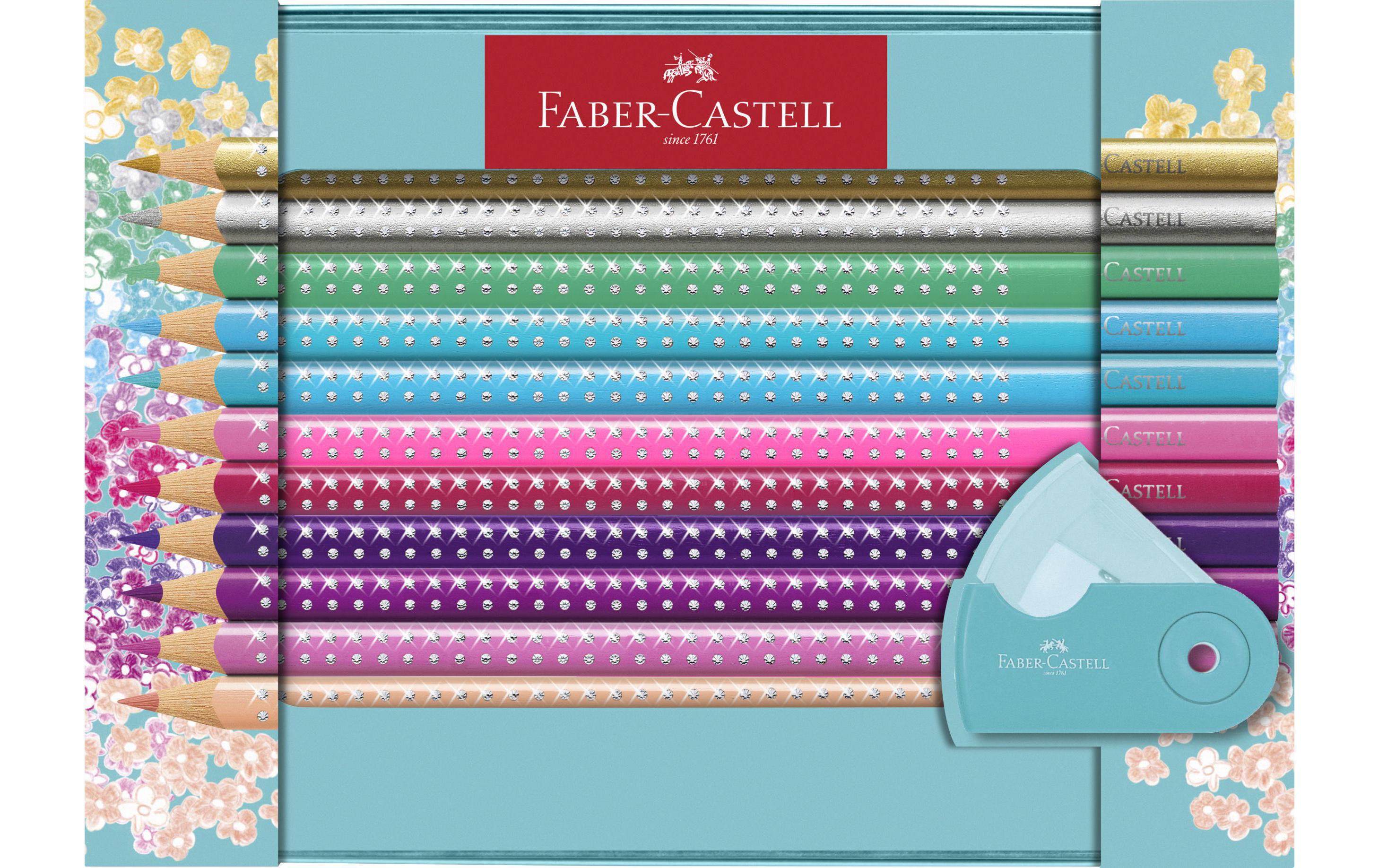 Faber-Castell Farbstifte Sparkle Metalletui, 20 Stifte, Spitzer