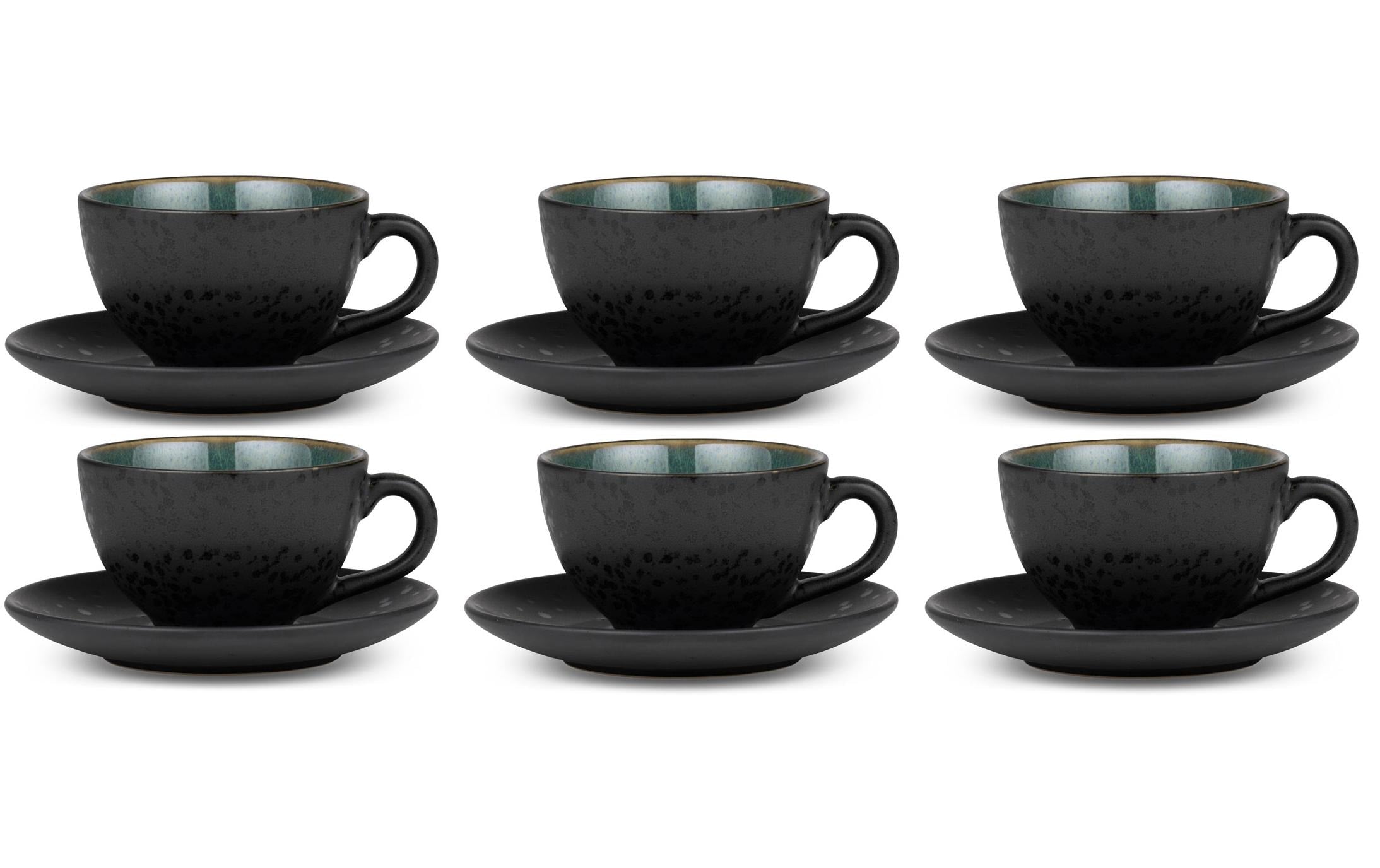 Bitz Kaffeetasse 240ml Schwarz/Grün 6 Stück, V: 240ml, H: 6cm, D: 10cm