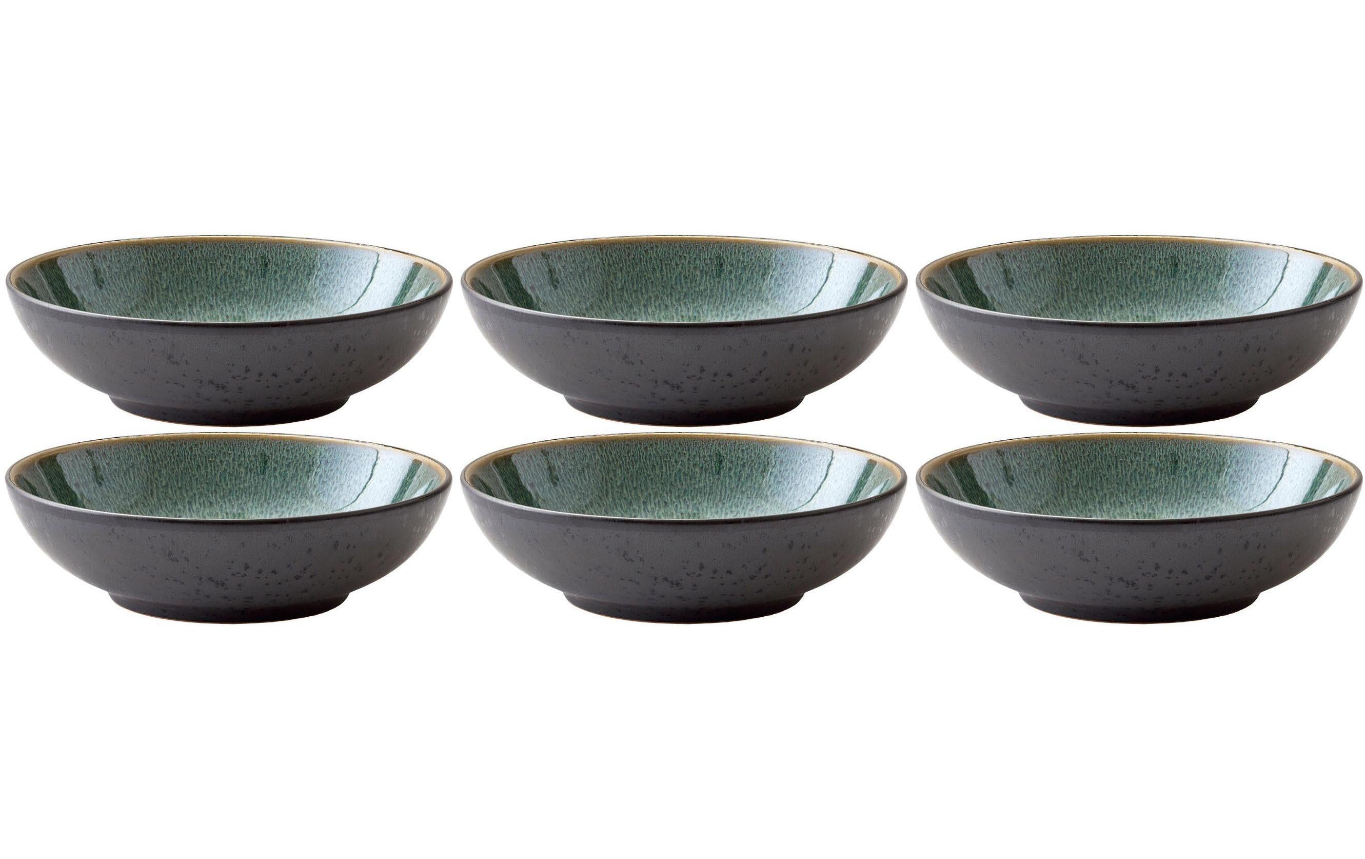 Bitz Pastateller 20cm Schwarz/Grün 6 Stk., D: 20cm H: 6cm, Stoneware
