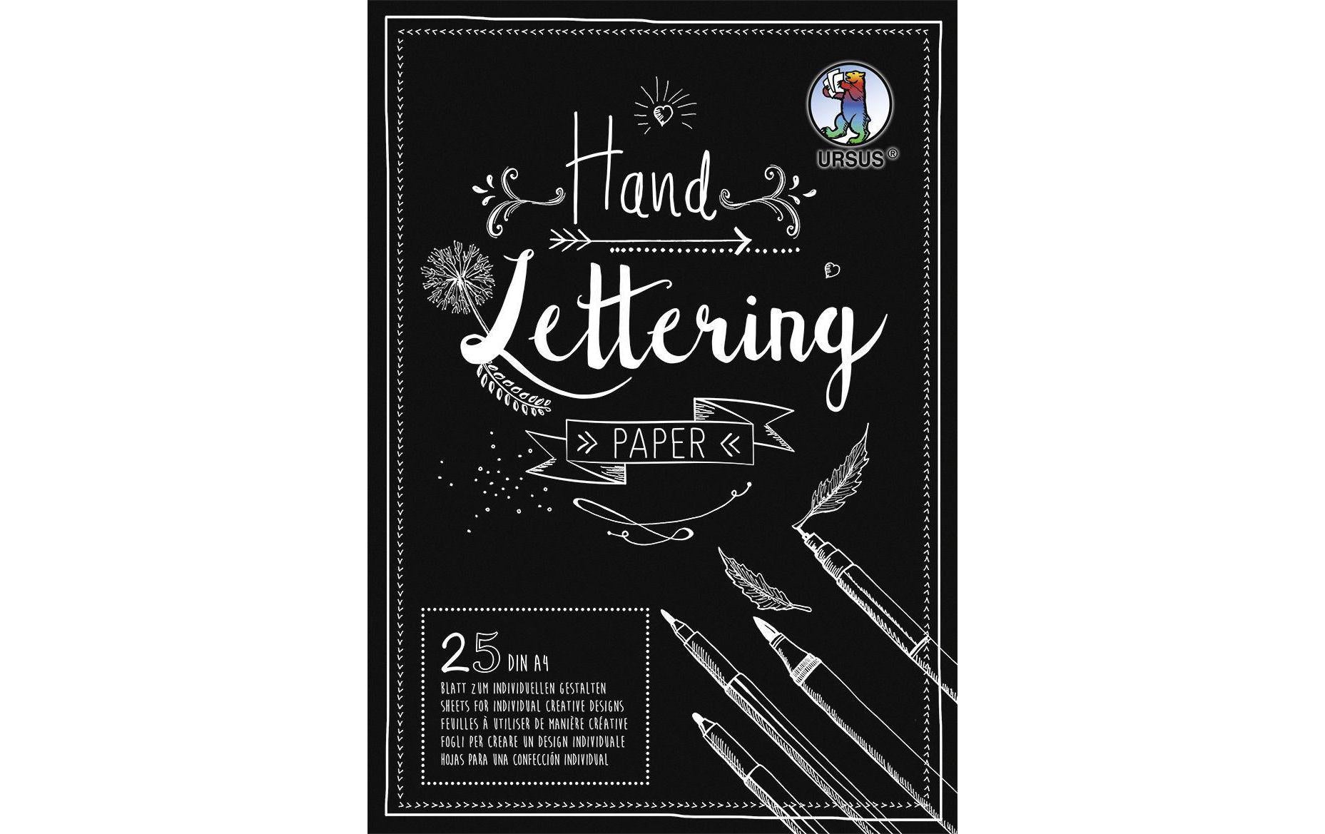 URSUS Handlettering Paper A4 25 Blatt, 210g, schwarz