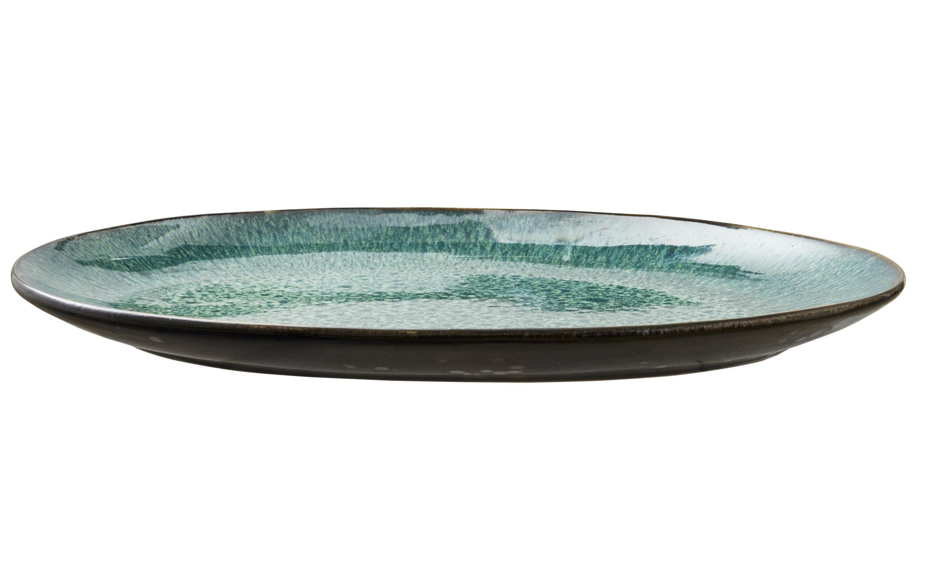 Bitz Servierplatte 36x25cm Schwarz/Grün 1 Stück, Stoneware