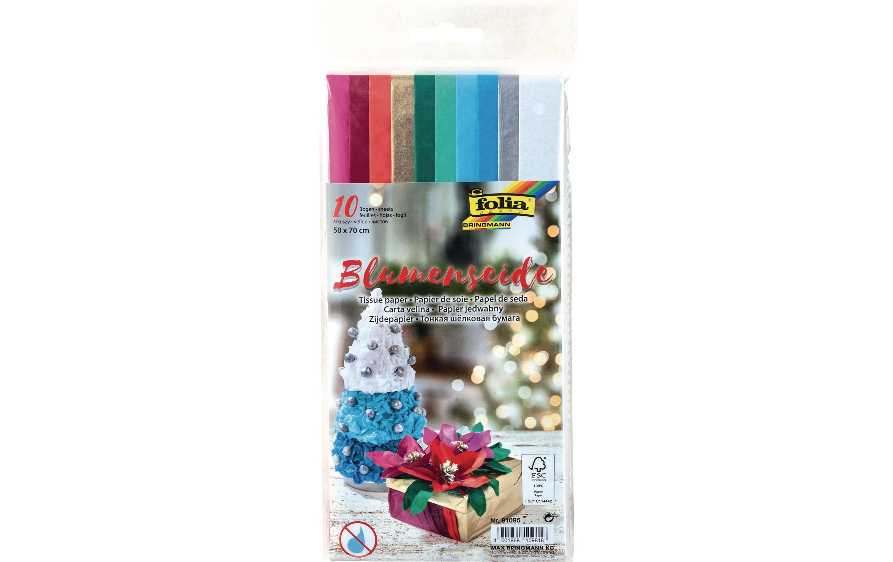 Folia Seidenpapier 10 Bogen, 10 Farben sortiert