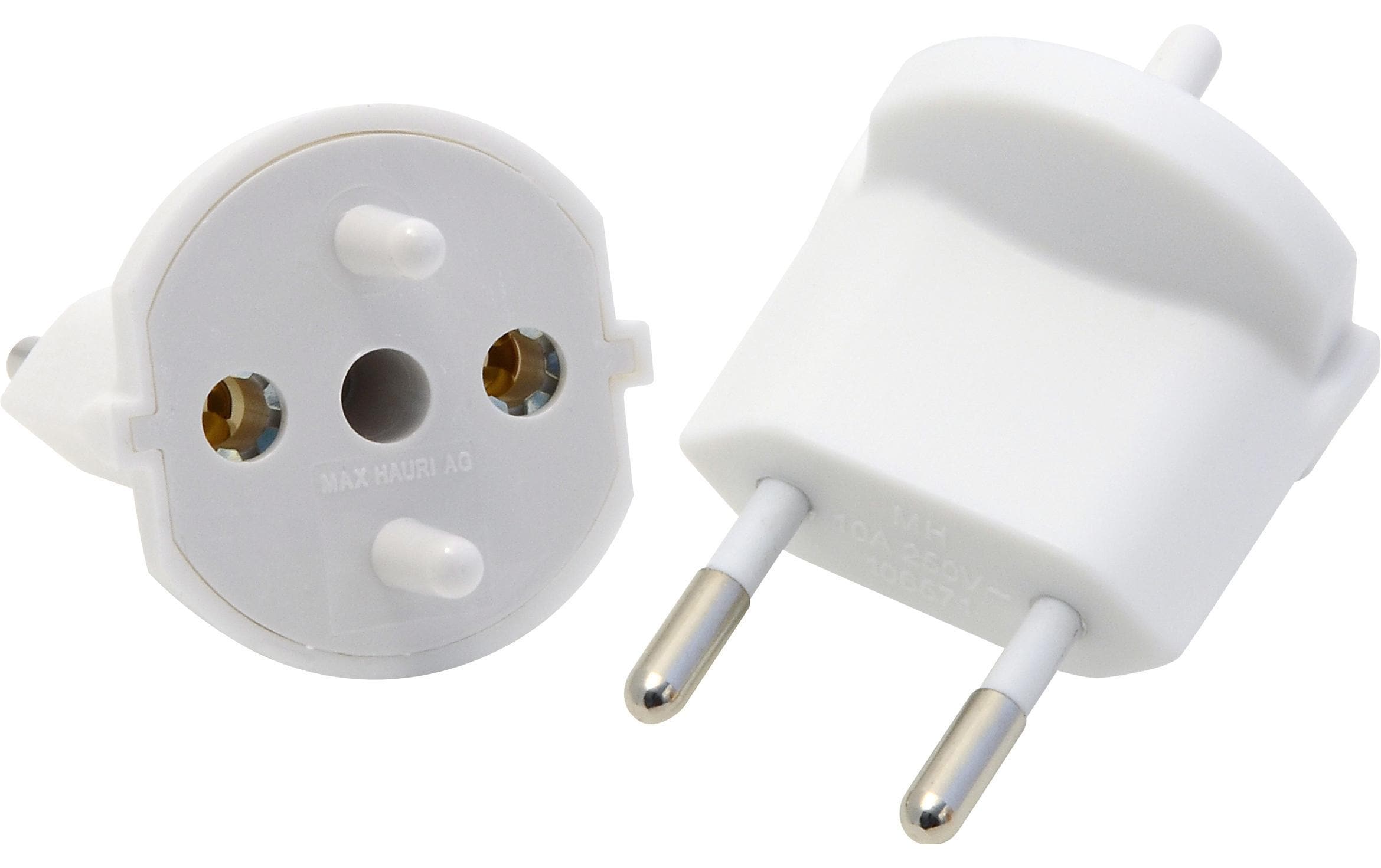Fixadapter 2-Pol Deutsch auf Stecker CH T11 weiss, CEE7 auf T11