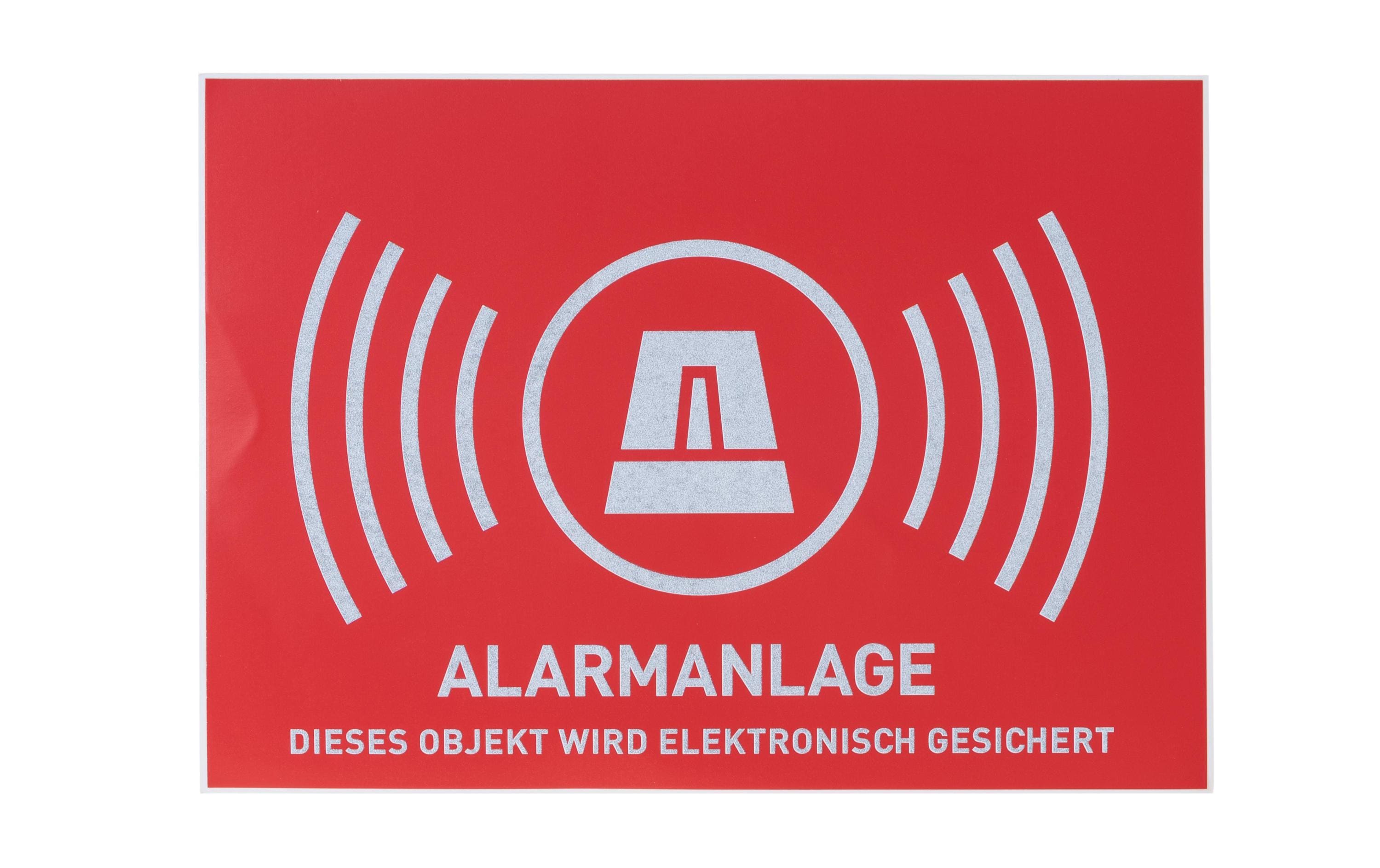 Warn Aufkleber "Alarmanlage", deutsch kleine (Abmasse: 74x52.5 mm)