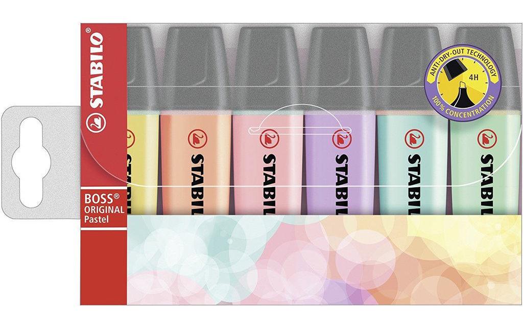 Stabilo Leuchtmarker Pastell 6er Etui türkis, rosa, lila, grün, gelb, rot