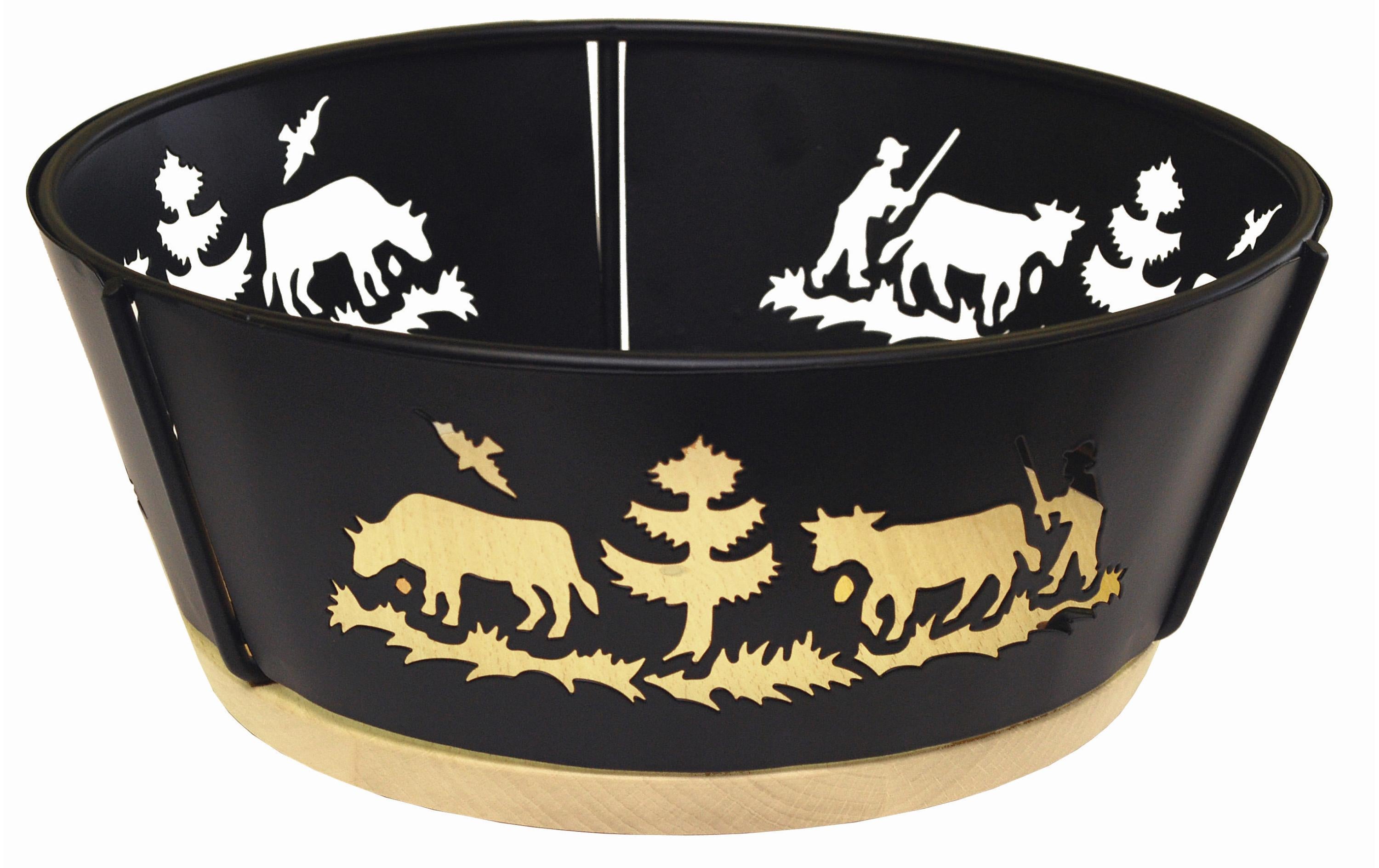 Heidi Cheese Line Brotkorb Alpes Ø 25cm, Höhe 10cm, Holz/Metall